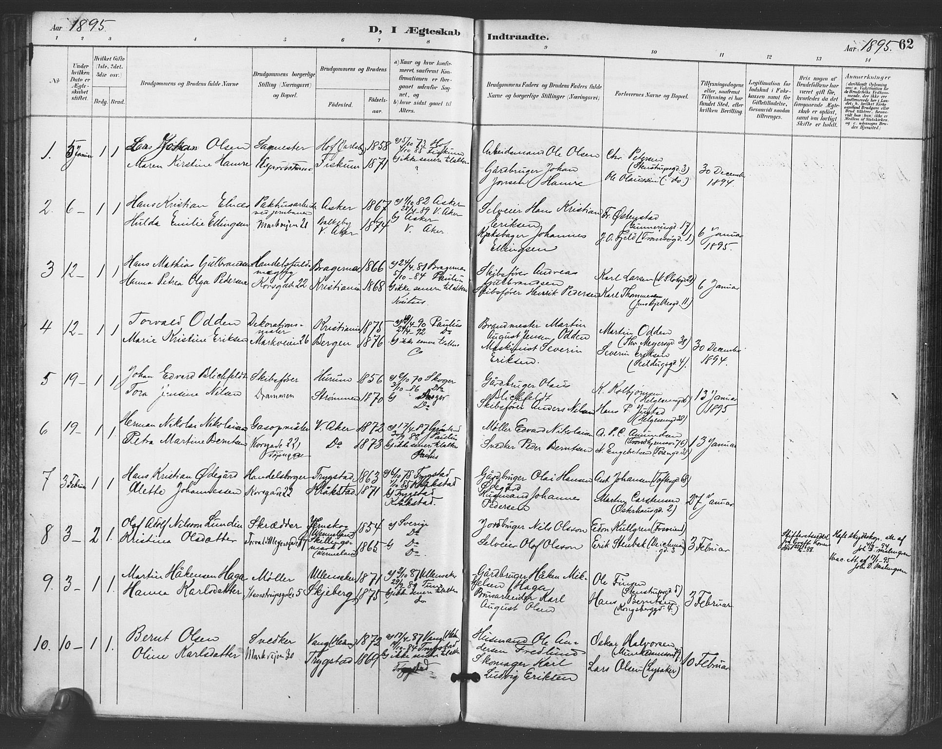 Paulus prestekontor Kirkebøker, AV/SAO-A-10871/F/Fa/L0009: Parish register (official) no. 9, 1891-1901, p. 62