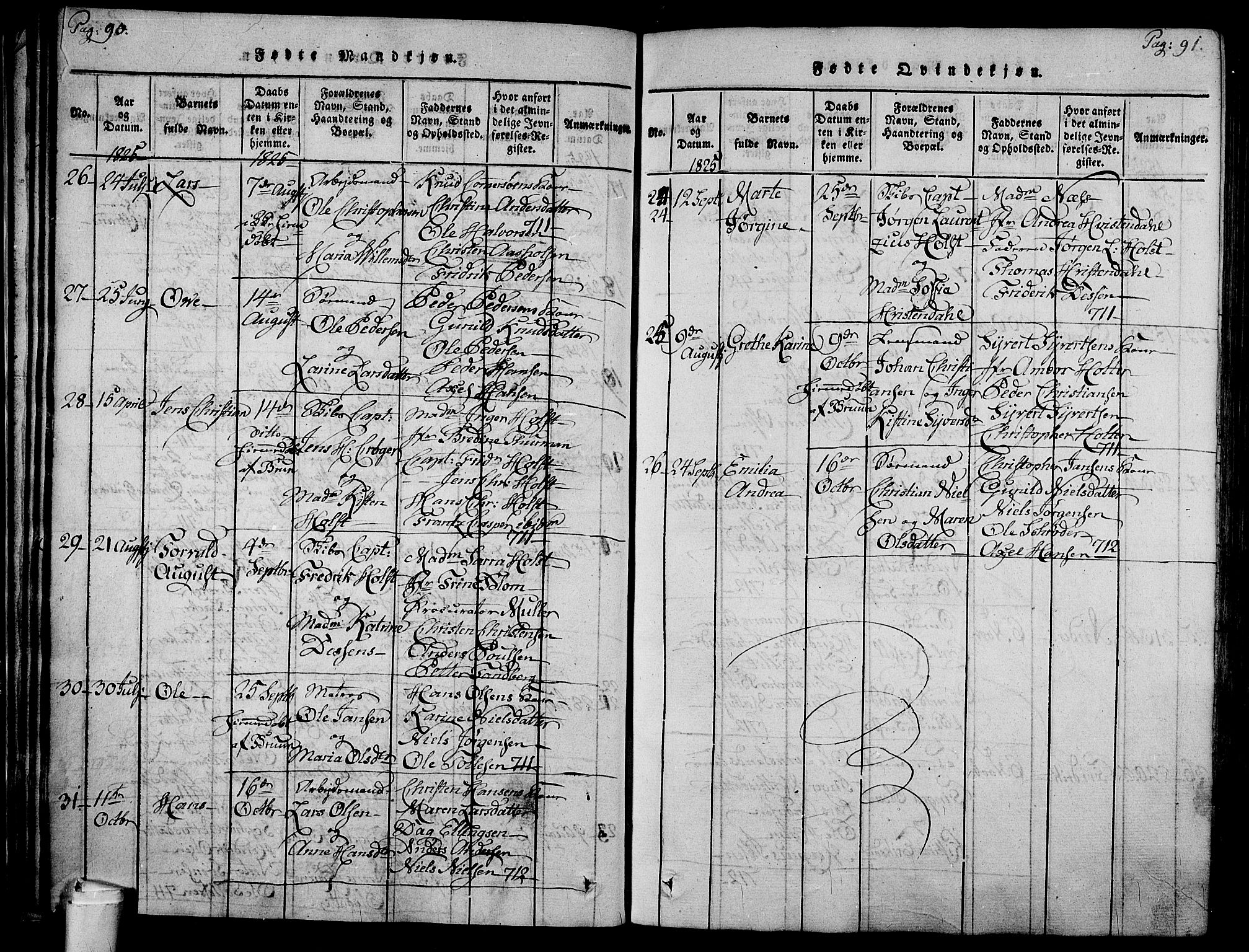 Holmestrand kirkebøker, SAKO/A-346/F/Fa/L0001: Parish register (official) no. 1, 1814-1840, p. 90-91