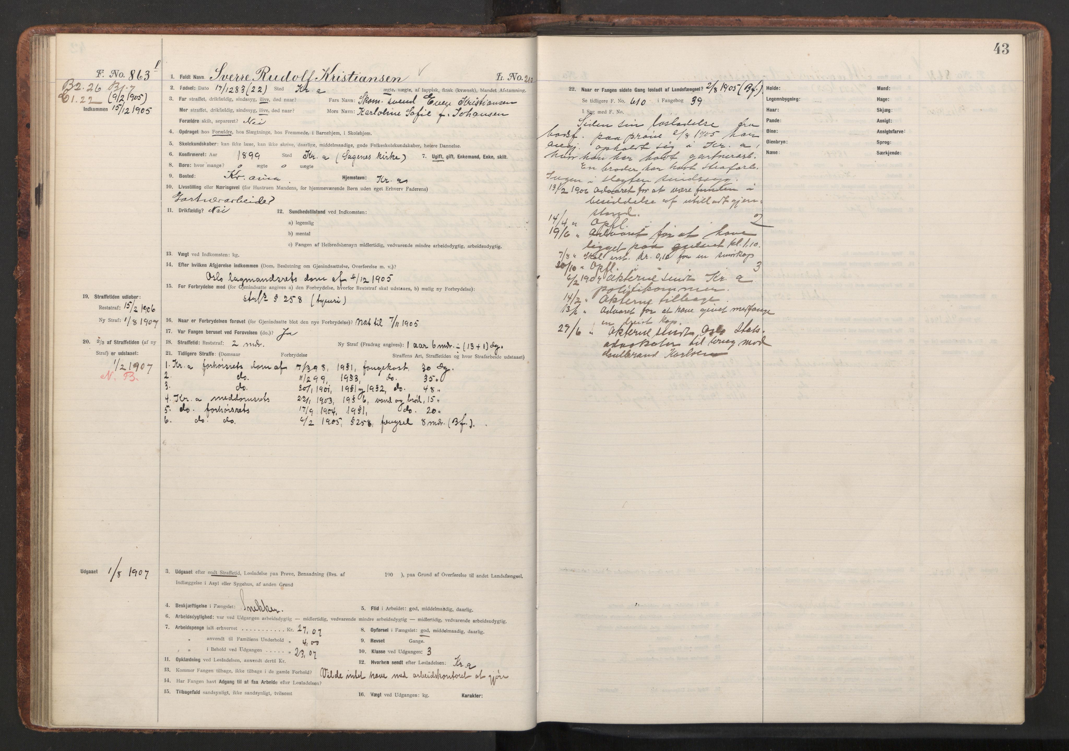 Botsfengslet, AV/RA-S-1539/D/Db/Dbb/L0040: 821l - 171m, 1905-1907, p. 43