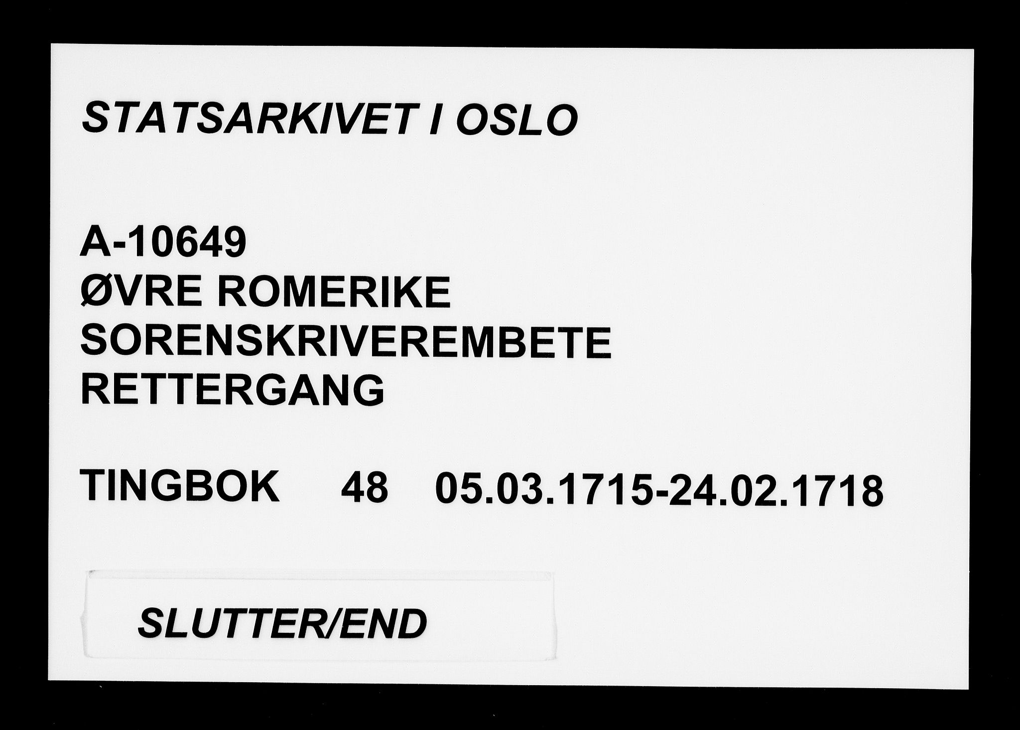 Øvre Romerike sorenskriveri, AV/SAO-A-10649/F/Fb/L0048: Tingbok 48, 1715-1718