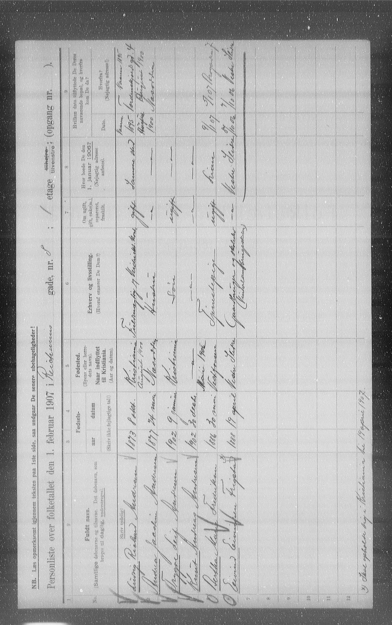 OBA, Municipal Census 1907 for Kristiania, 1907, p. 42259