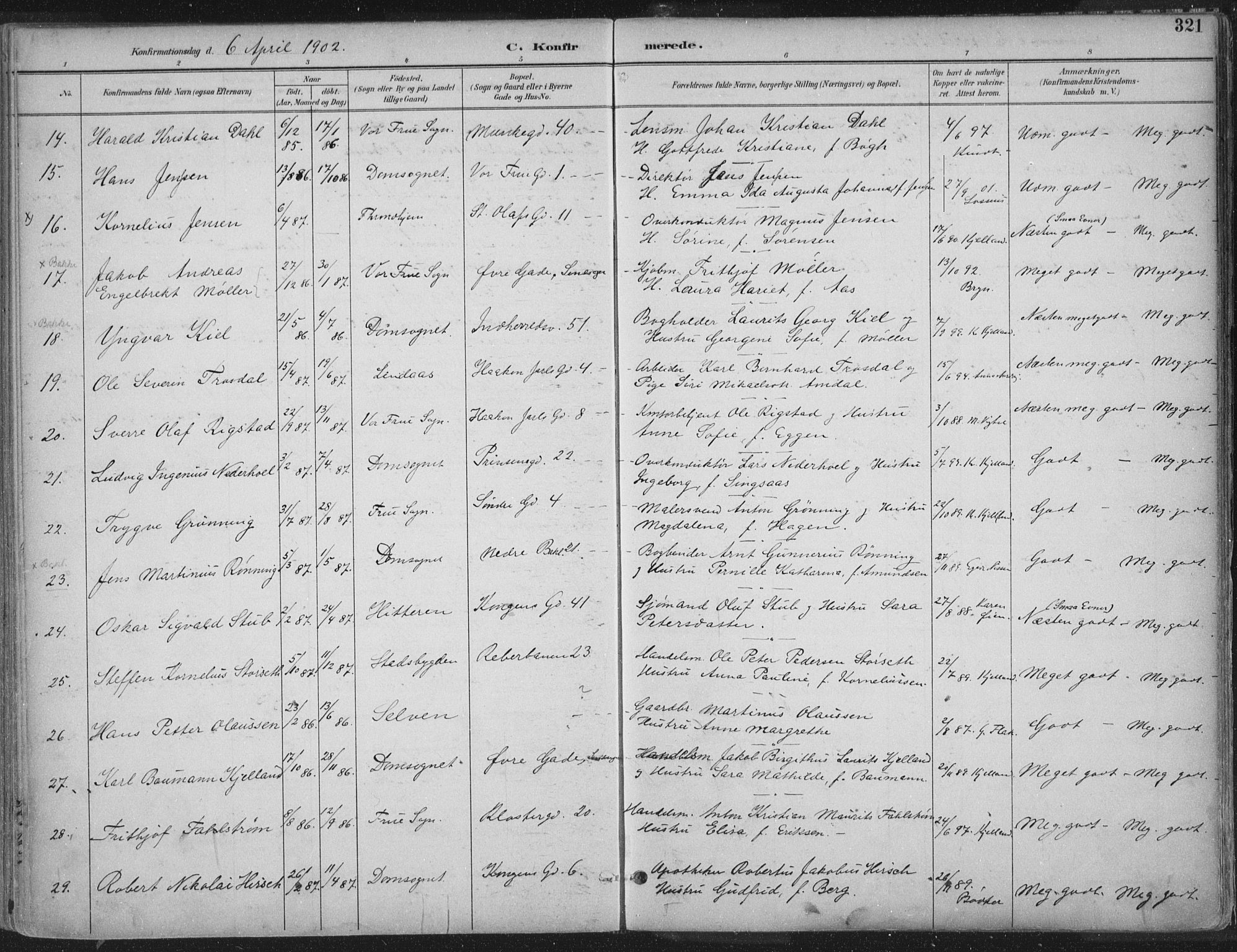 Ministerialprotokoller, klokkerbøker og fødselsregistre - Sør-Trøndelag, AV/SAT-A-1456/601/L0062: Parish register (official) no. 601A30, 1891-1911, p. 321