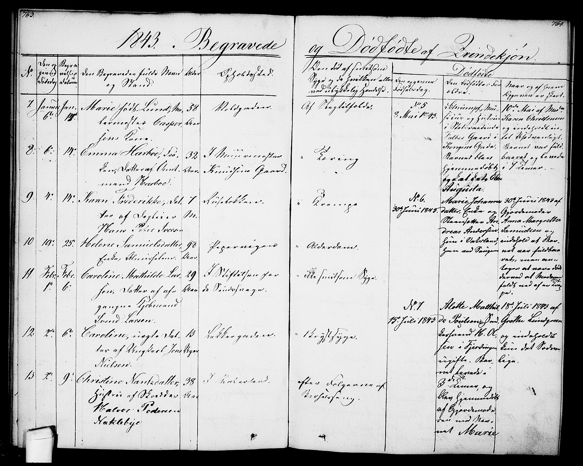 Oslo domkirke Kirkebøker, AV/SAO-A-10752/F/Fa/L0024: Parish register (official) no. 24, 1833-1846, p. 763-764