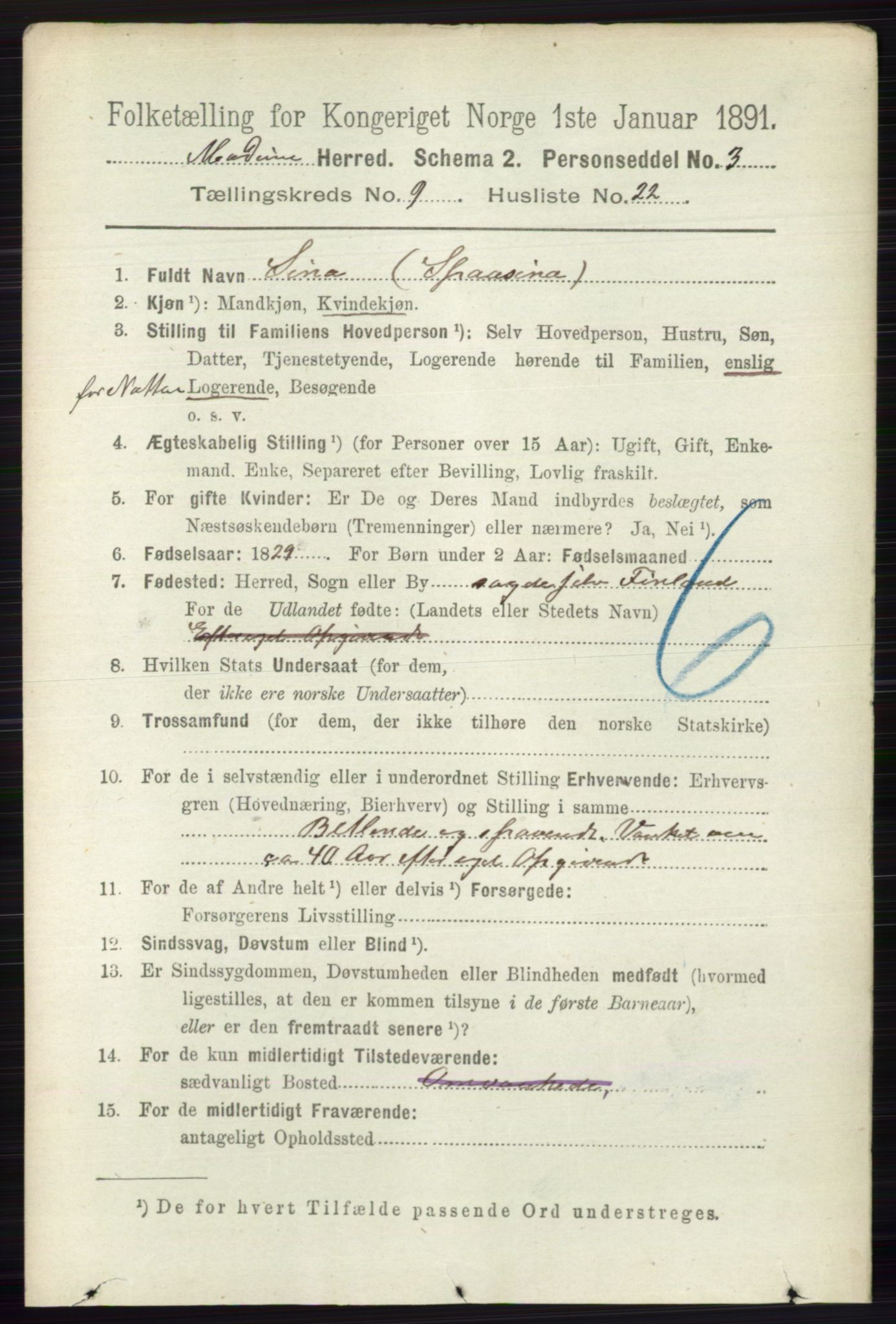 RA, 1891 census for 0623 Modum, 1891, p. 3589