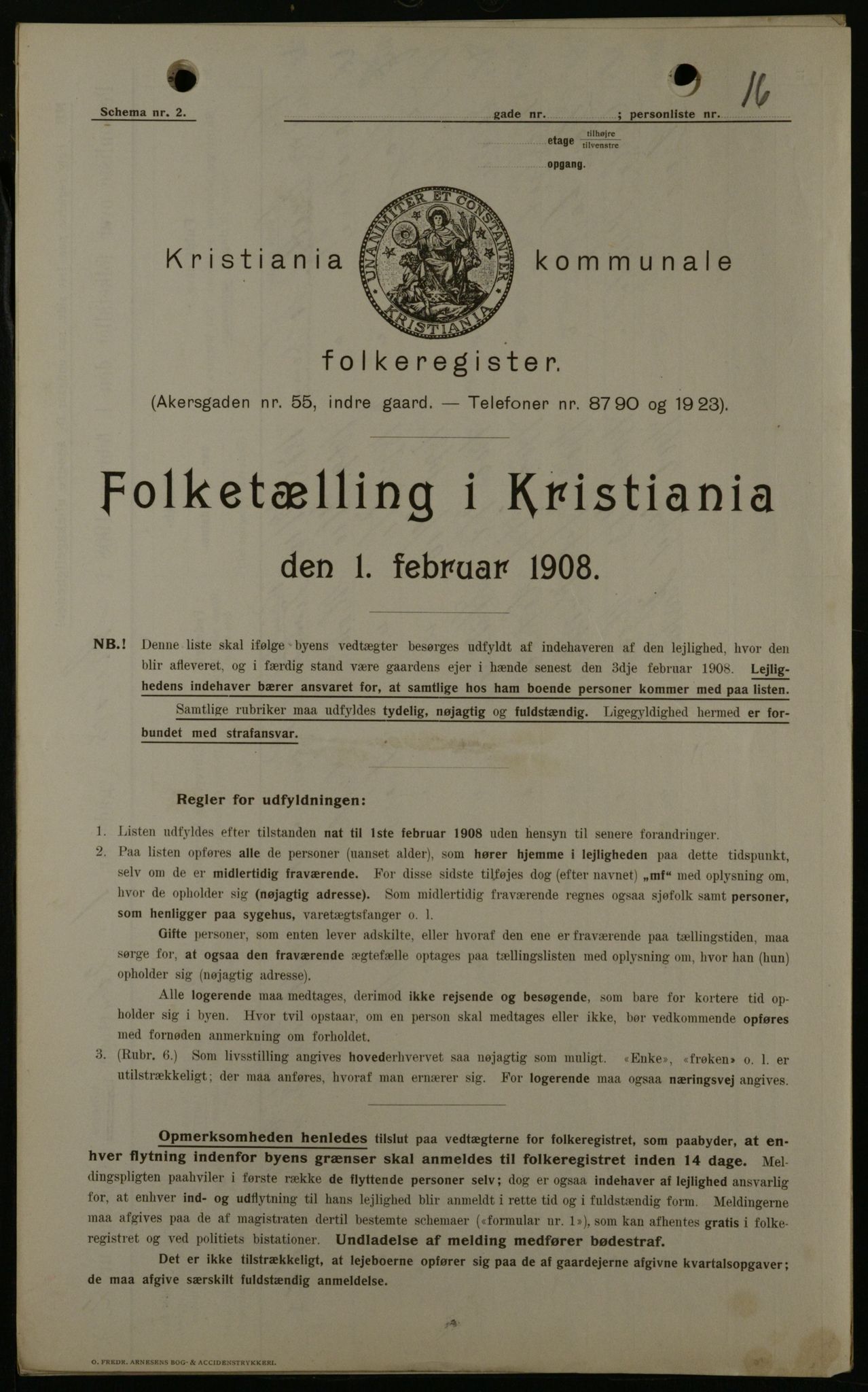 OBA, Municipal Census 1908 for Kristiania, 1908, p. 1933