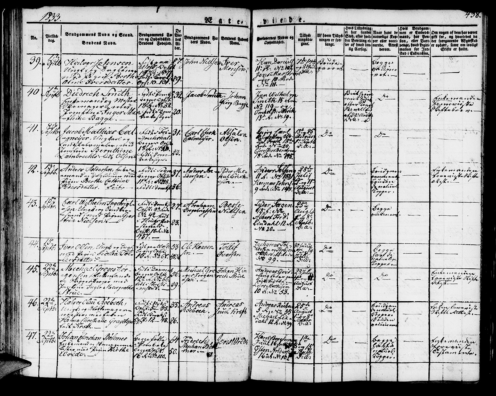 Domkirken sokneprestembete, AV/SAB-A-74801/H/Haa/L0012: Parish register (official) no. A 12, 1821-1840, p. 438