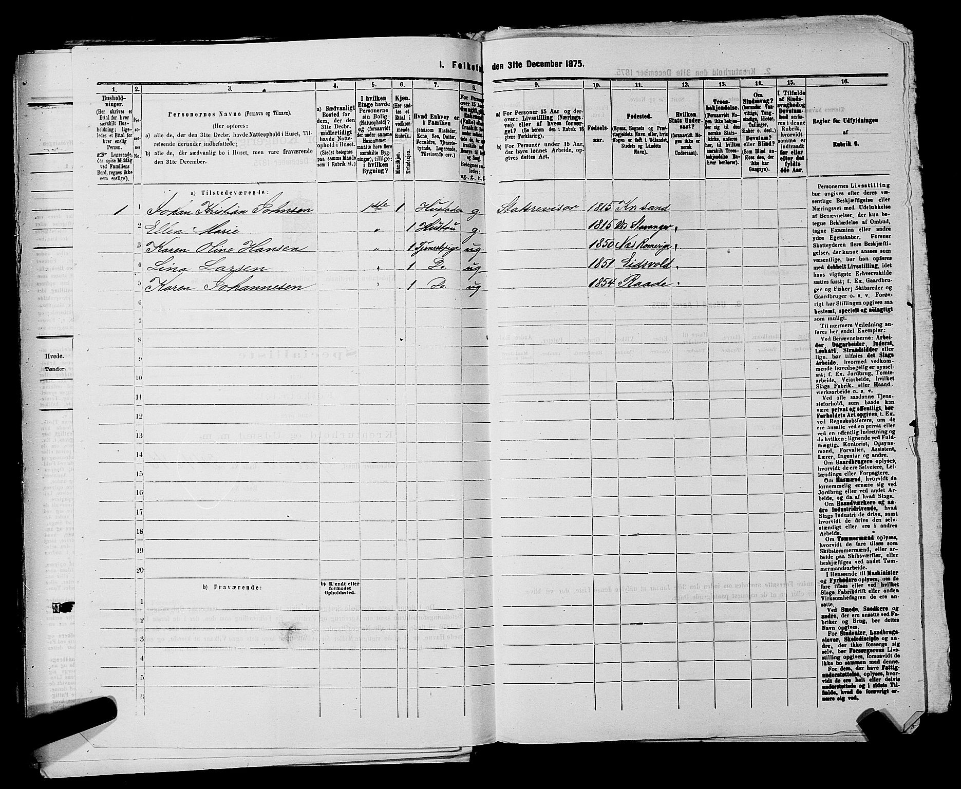 RA, 1875 census for 0301 Kristiania, 1875, p. 6091