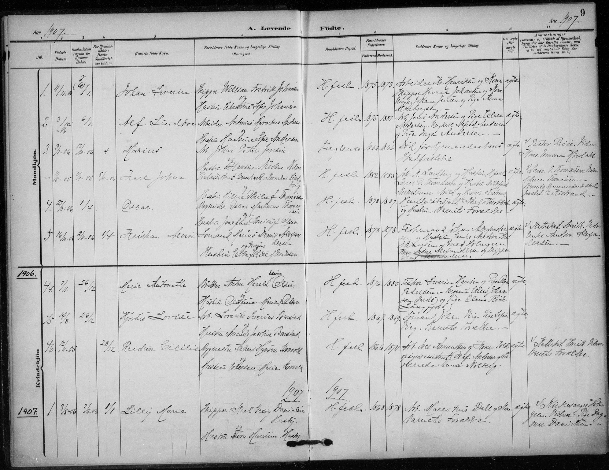 Hammerfest sokneprestkontor, SATØ/S-1347/H/Ha/L0014.kirke: Parish register (official) no. 14, 1906-1916, p. 9