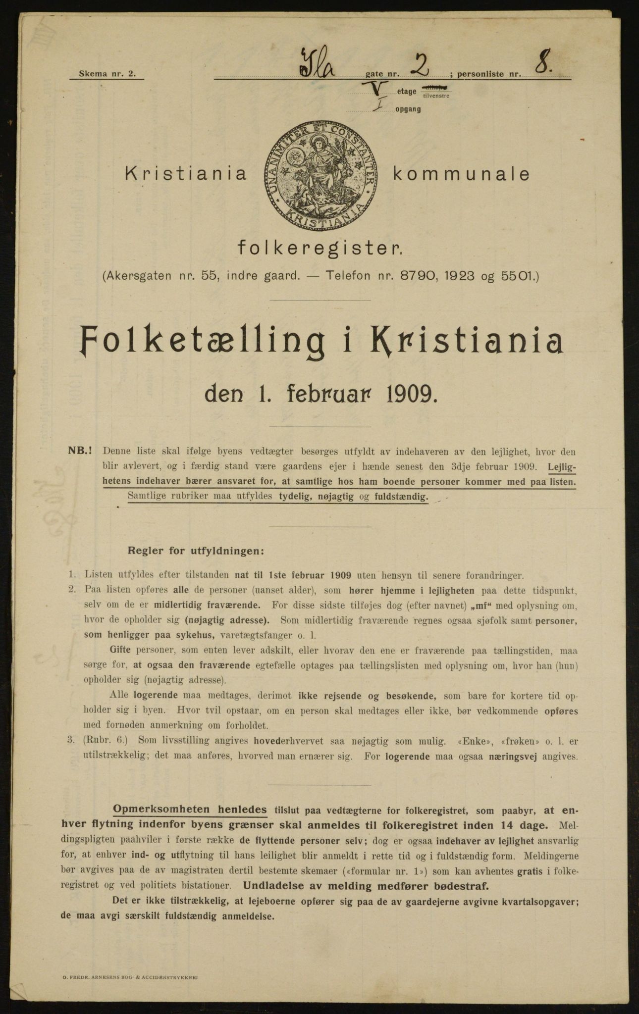 OBA, Municipal Census 1909 for Kristiania, 1909, p. 39449