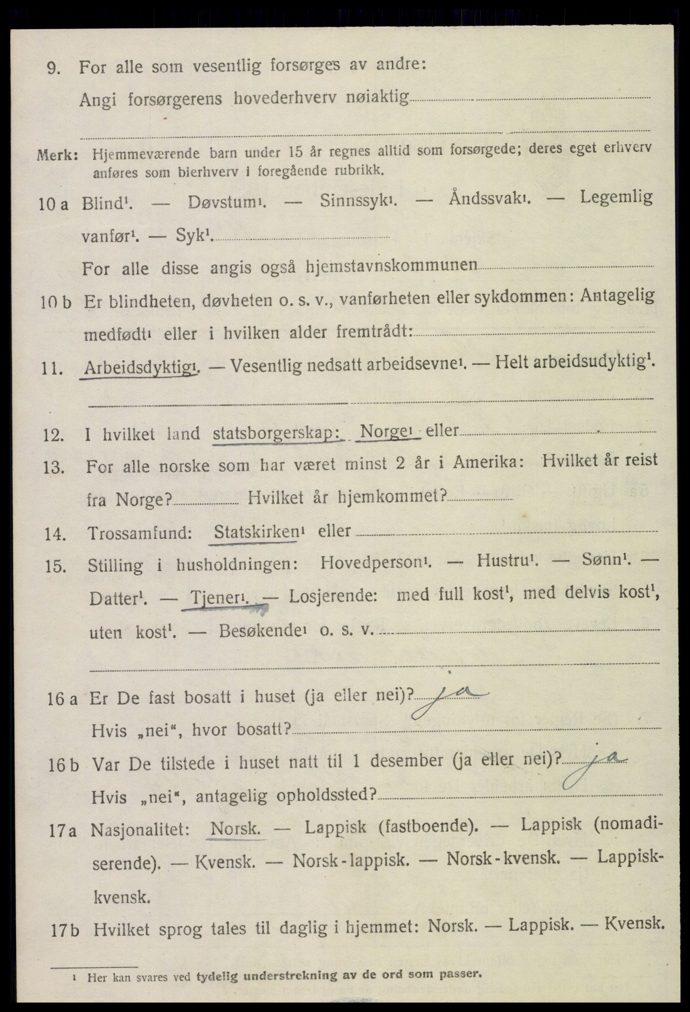 SAT, 1920 census for Ogndal, 1920, p. 2650