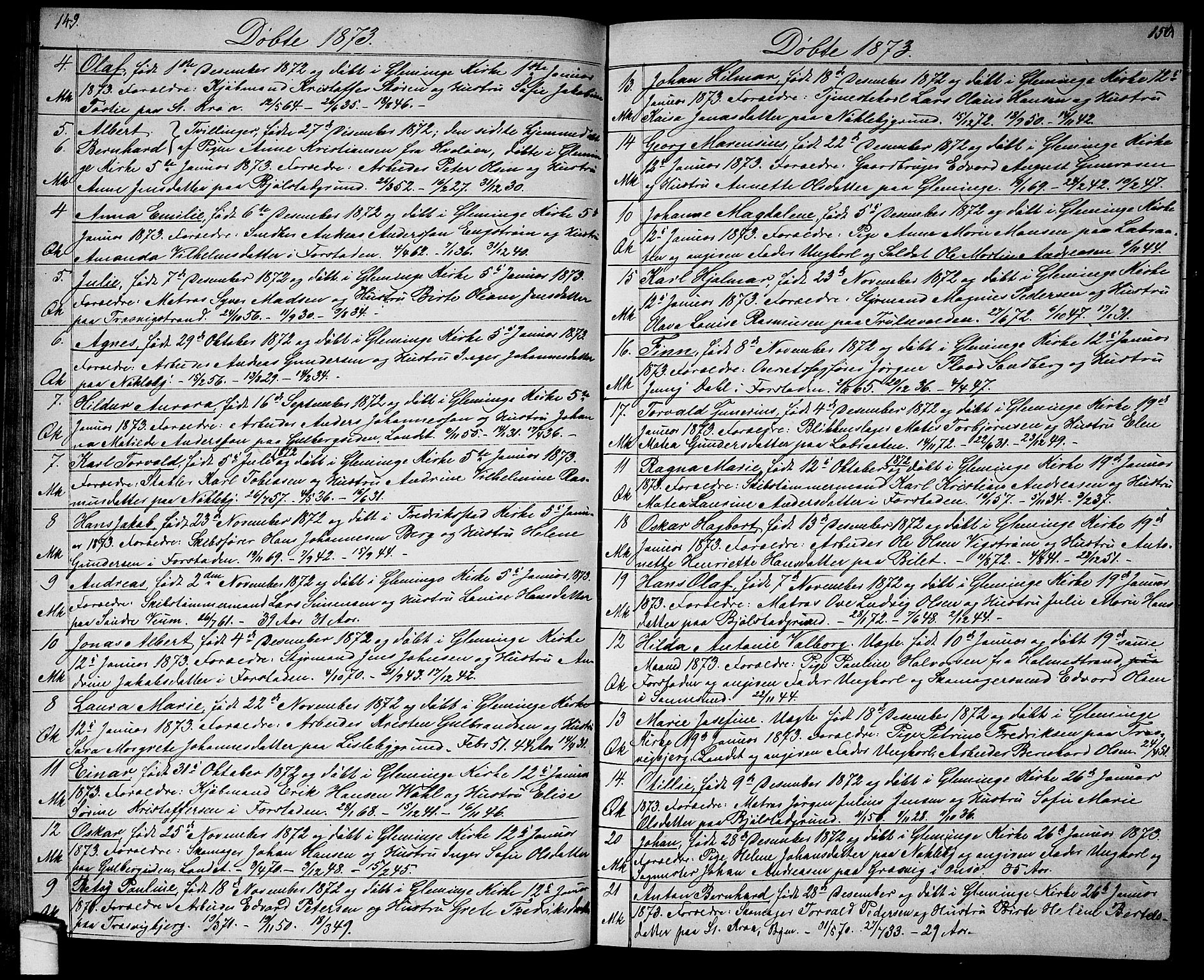 Glemmen prestekontor Kirkebøker, AV/SAO-A-10908/G/Ga/L0004: Parish register (copy) no. 4, 1867-1875, p. 149-150