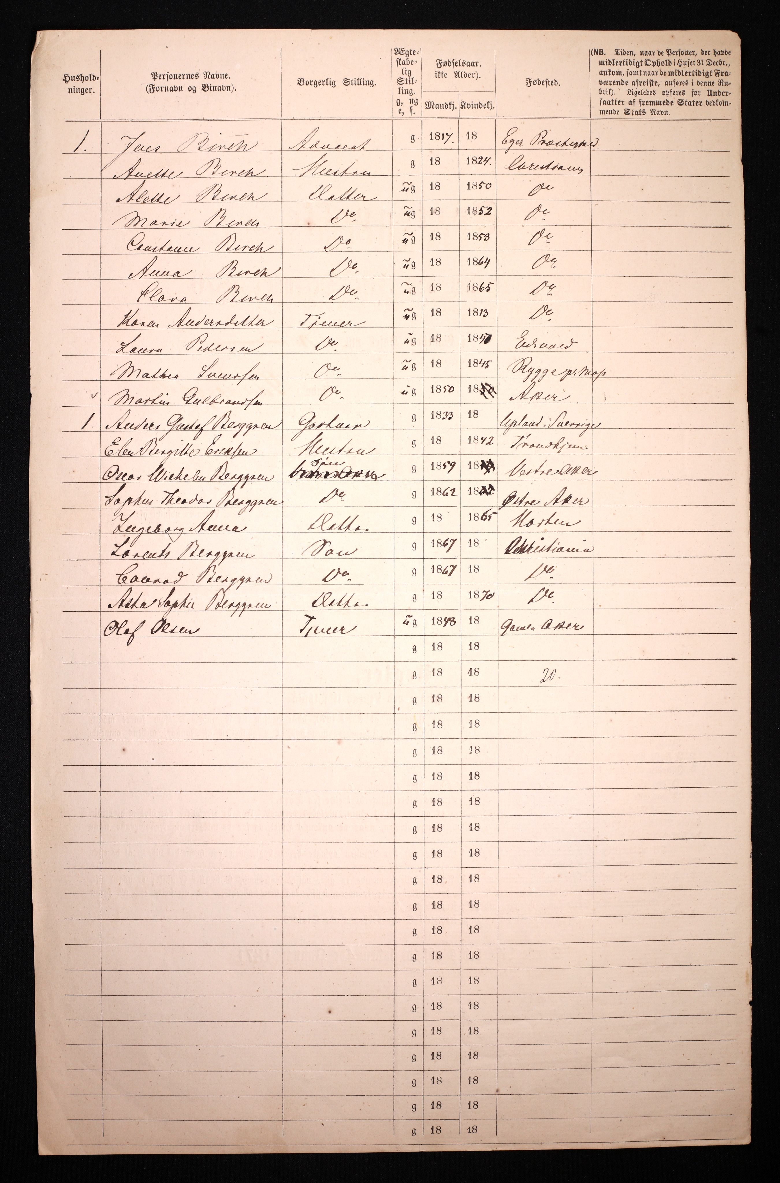 RA, 1870 census for 0301 Kristiania, 1870, p. 3305