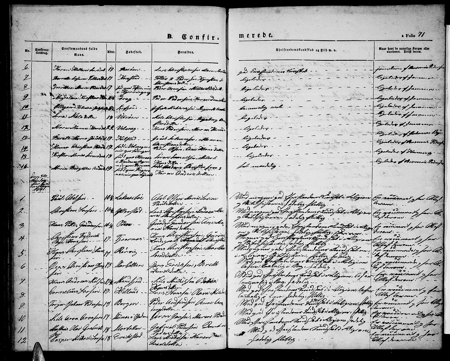 Ministerialprotokoller, klokkerbøker og fødselsregistre - Nordland, AV/SAT-A-1459/872/L1045: Parish register (copy) no. 872C01, 1840-1851, p. 71