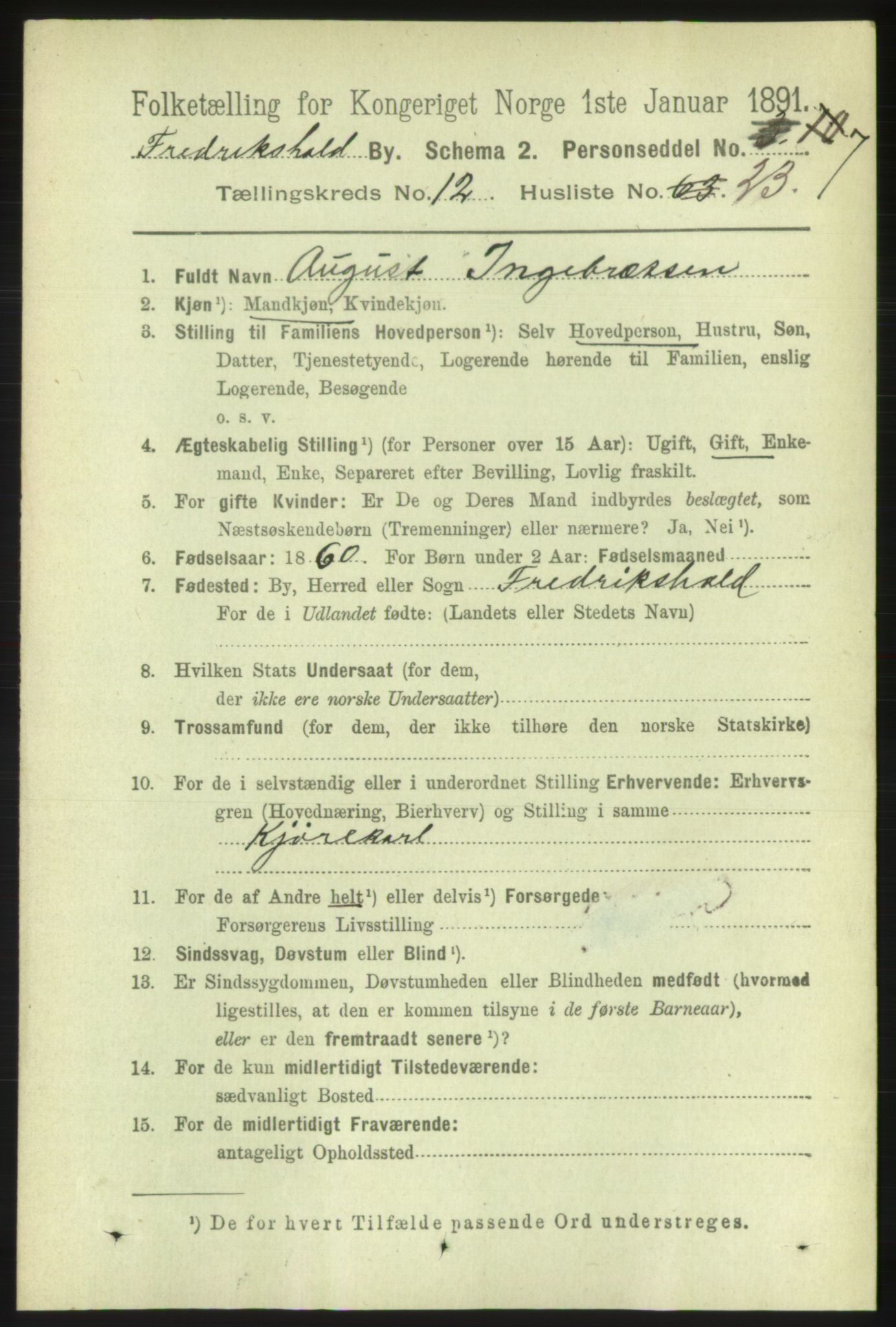 RA, 1891 census for 0101 Fredrikshald, 1891, p. 8569