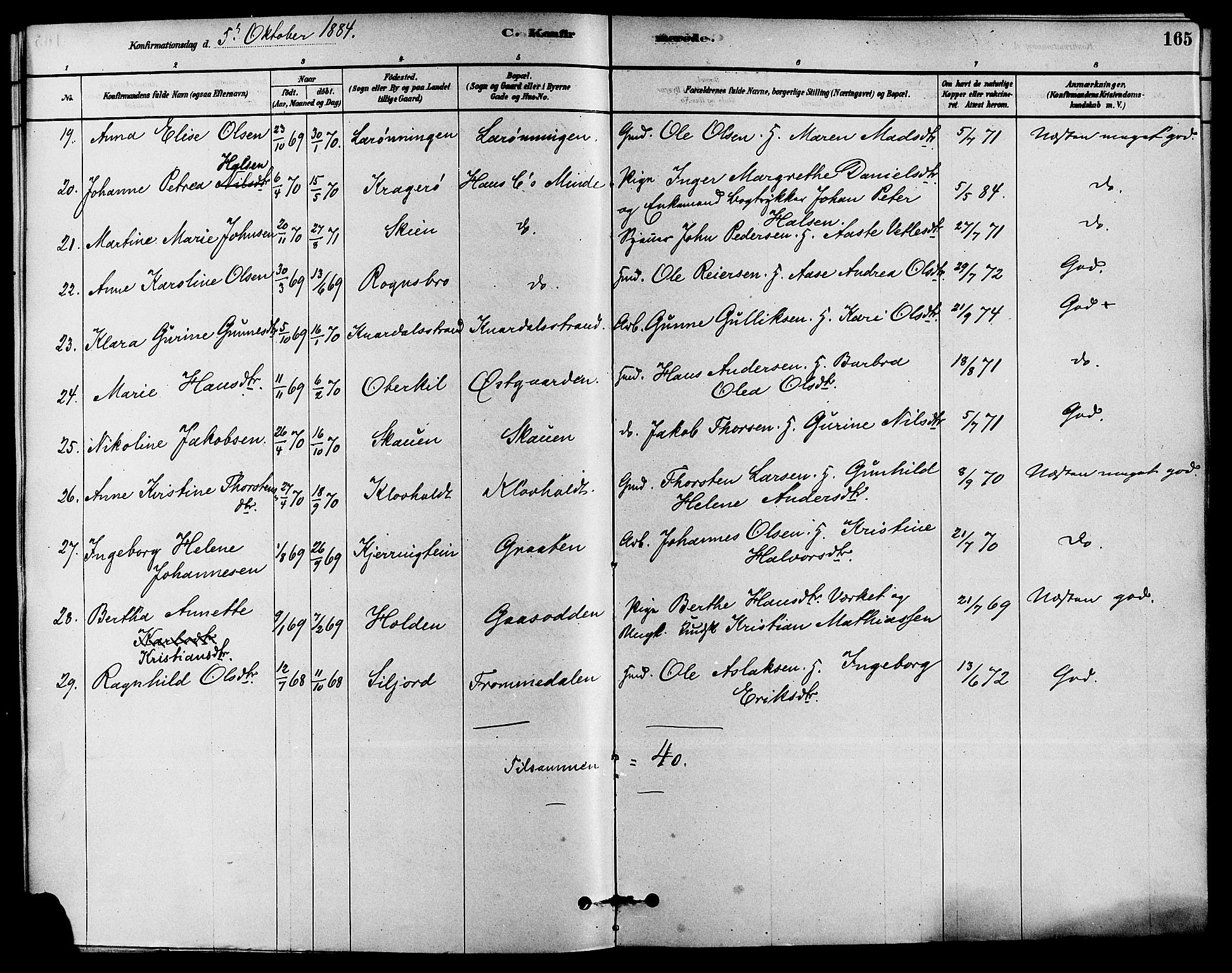 Solum kirkebøker, AV/SAKO-A-306/F/Fa/L0009: Parish register (official) no. I 9, 1877-1887, p. 165