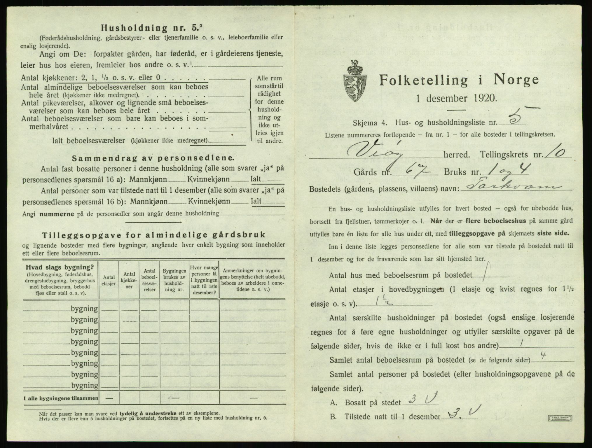 SAT, 1920 census for Veøy, 1920, p. 763