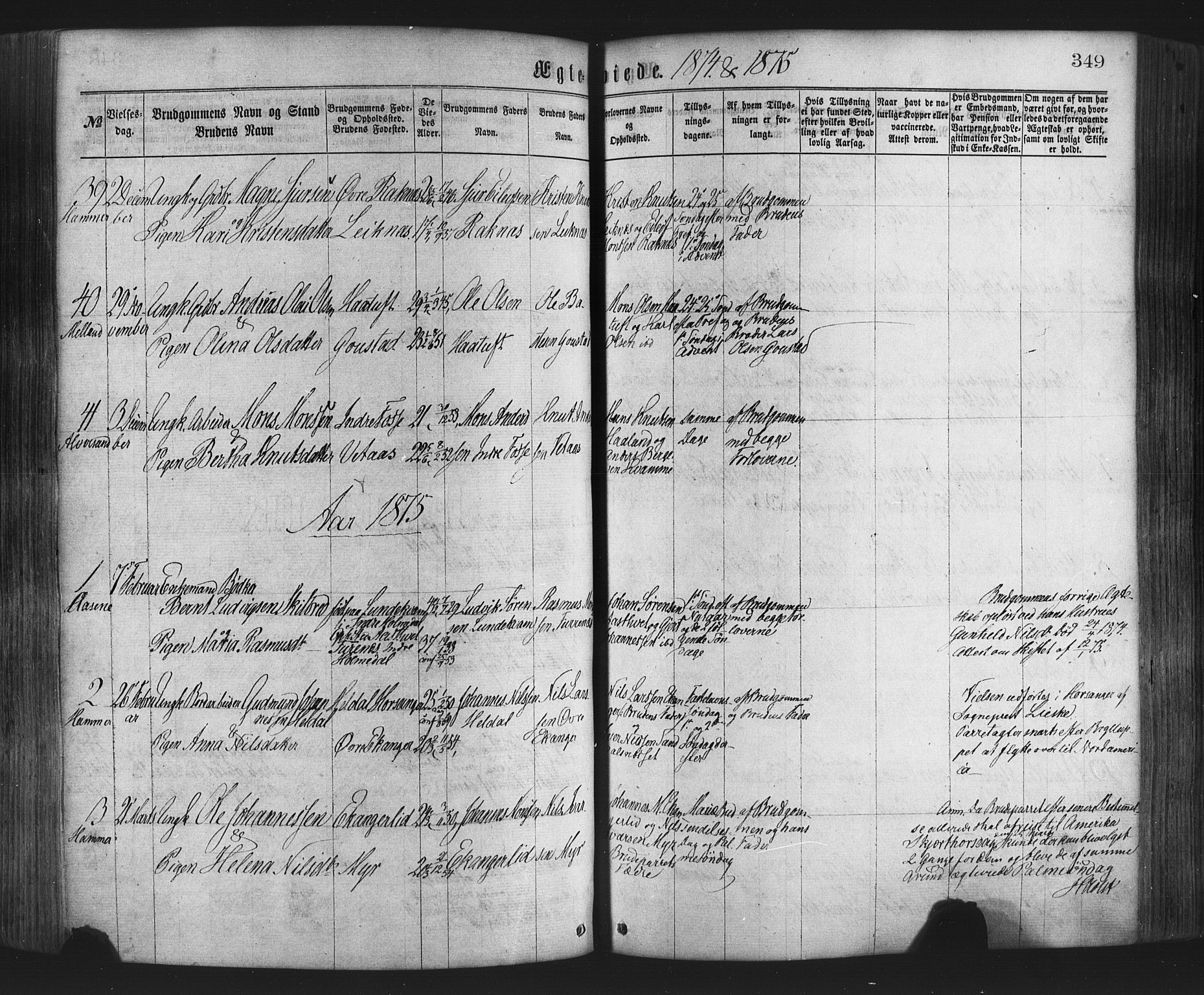 Hamre sokneprestembete, AV/SAB-A-75501/H/Ha/Haa/Haaa/L0015: Parish register (official) no. A 15, 1870-1881, p. 349