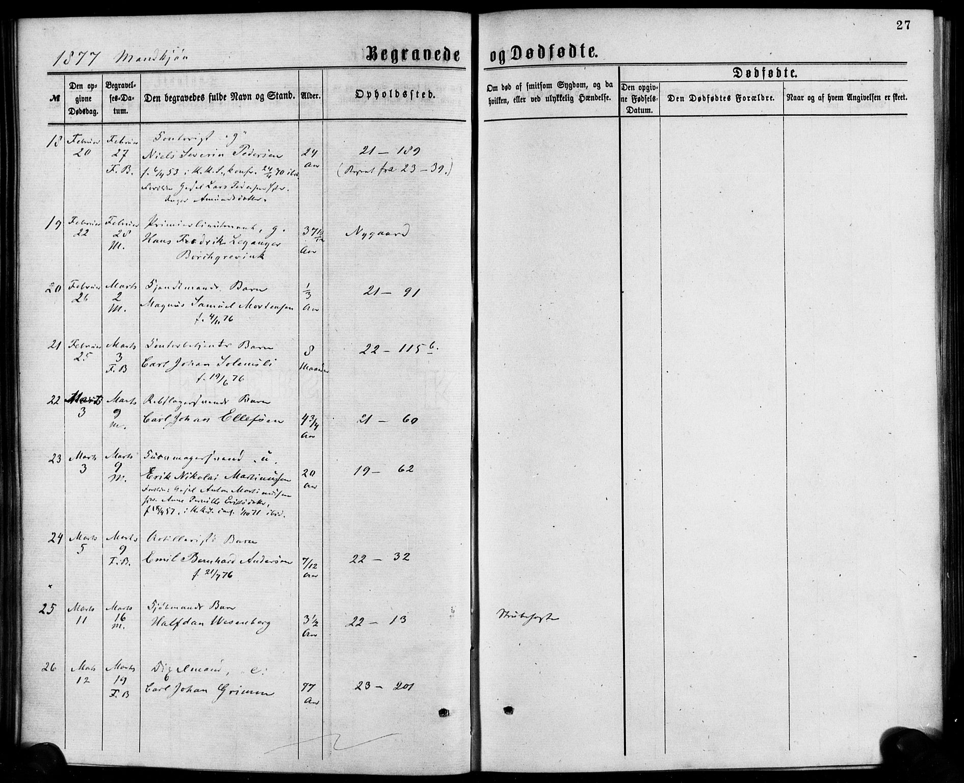 Korskirken sokneprestembete, AV/SAB-A-76101/H/Haa/L0046: Parish register (official) no. E 4, 1875-1883, p. 27