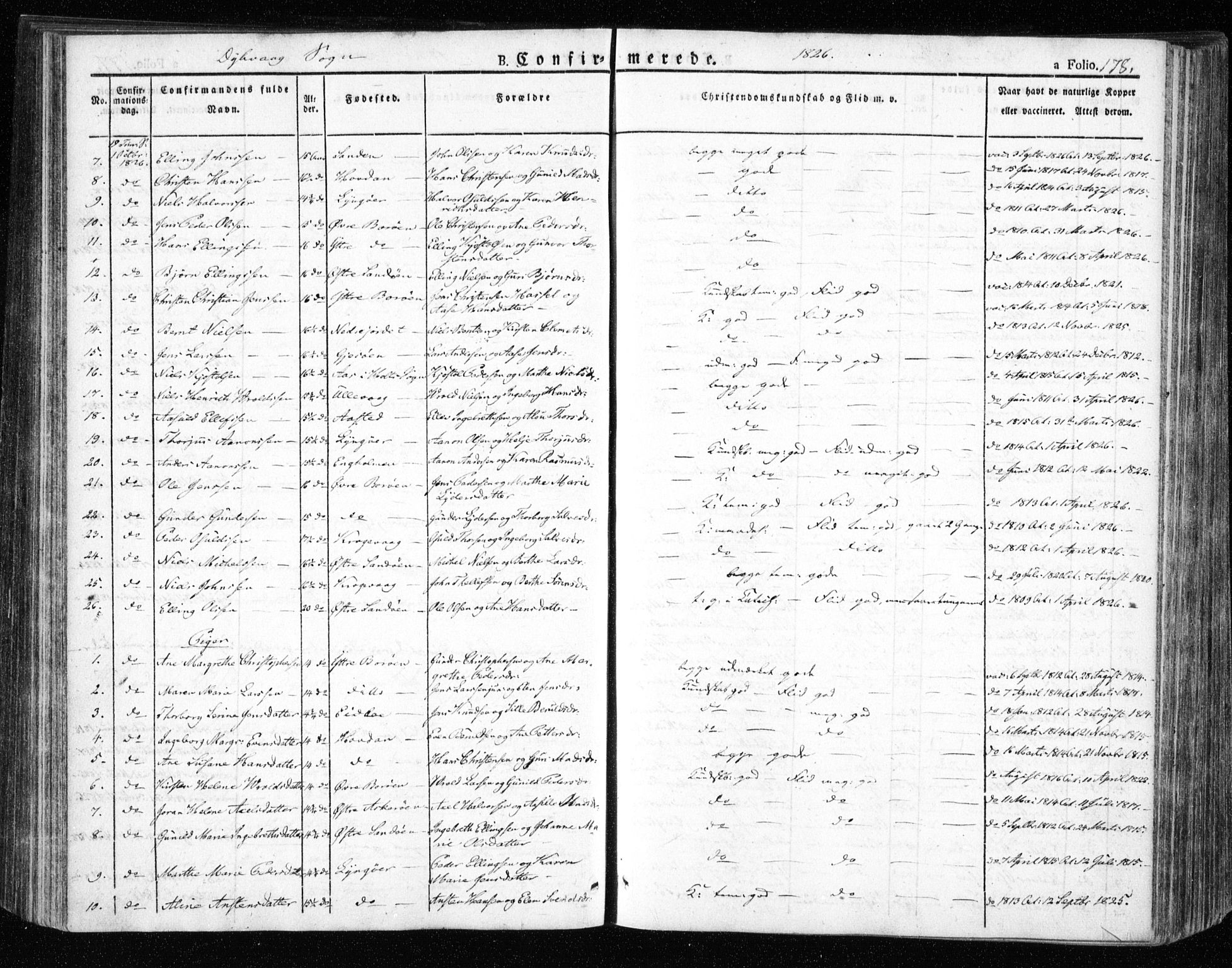 Dypvåg sokneprestkontor, AV/SAK-1111-0007/F/Fa/Faa/L0004: Parish register (official) no. A 4, 1824-1840, p. 178