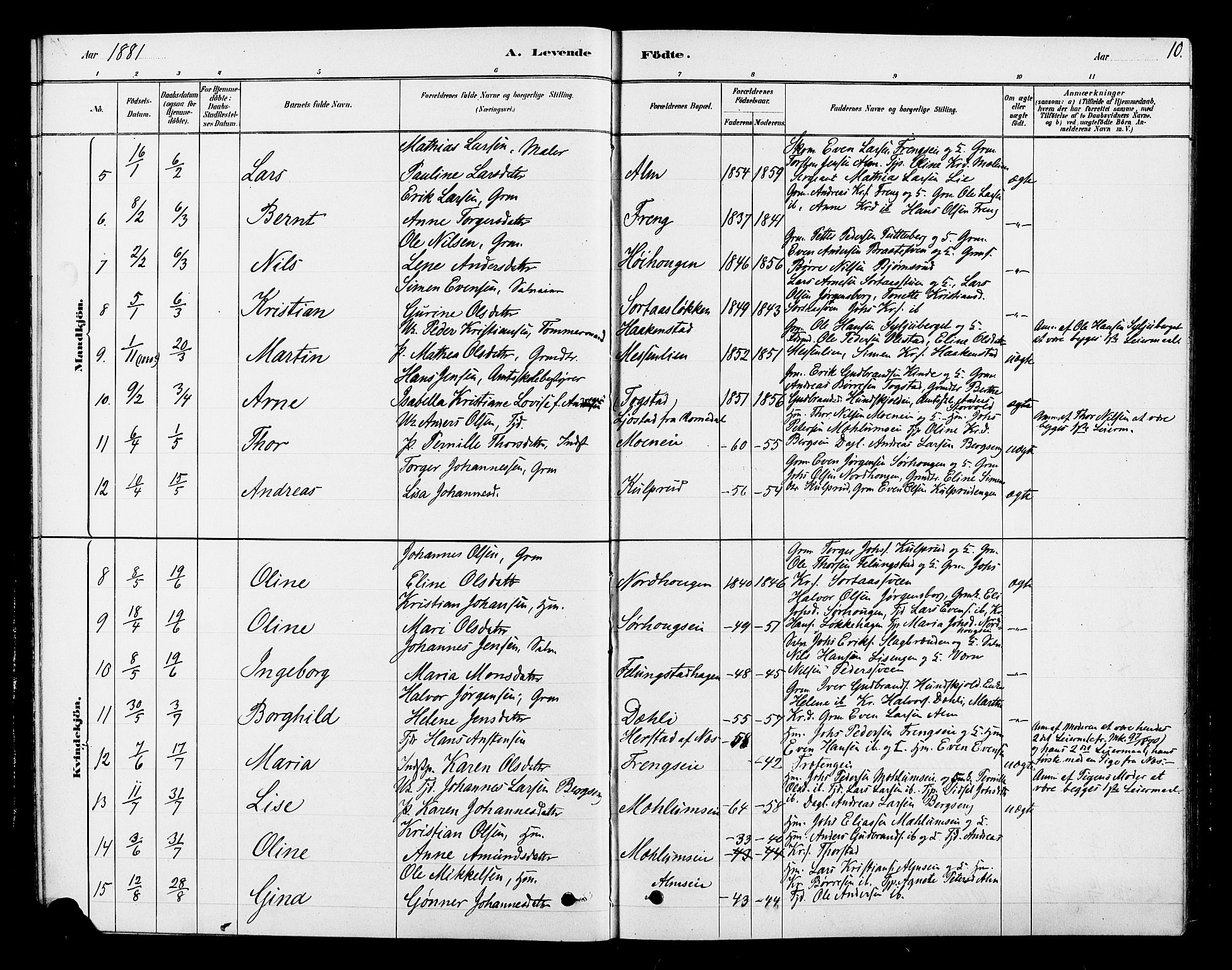 Ringsaker prestekontor, AV/SAH-PREST-014/L/La/L0010: Parish register (copy) no. 10, 1879-1890, p. 10