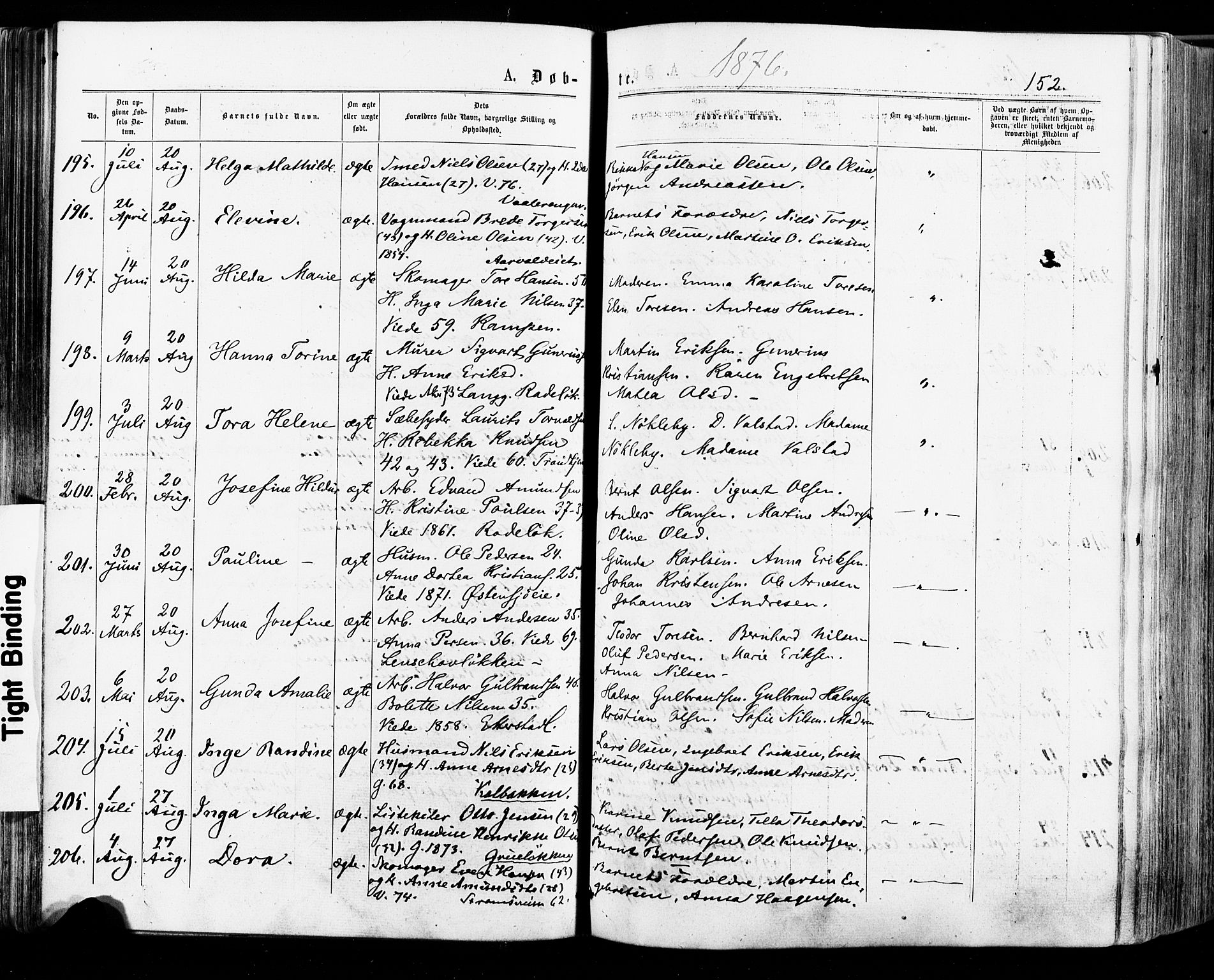 Østre Aker prestekontor Kirkebøker, AV/SAO-A-10840/F/Fa/L0004: Parish register (official) no. I 4, 1876-1889, p. 152