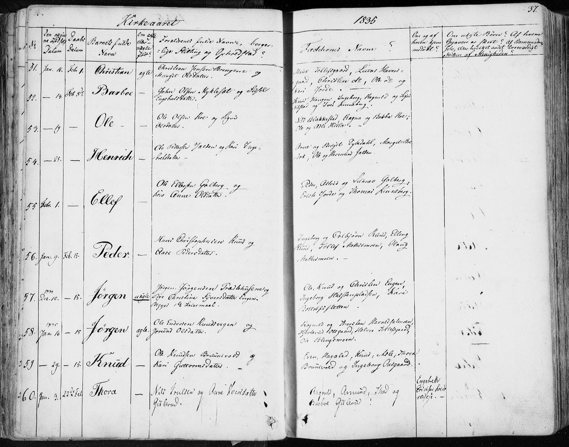 Nes kirkebøker, AV/SAKO-A-236/F/Fa/L0009: Parish register (official) no. 9, 1834-1863, p. 37