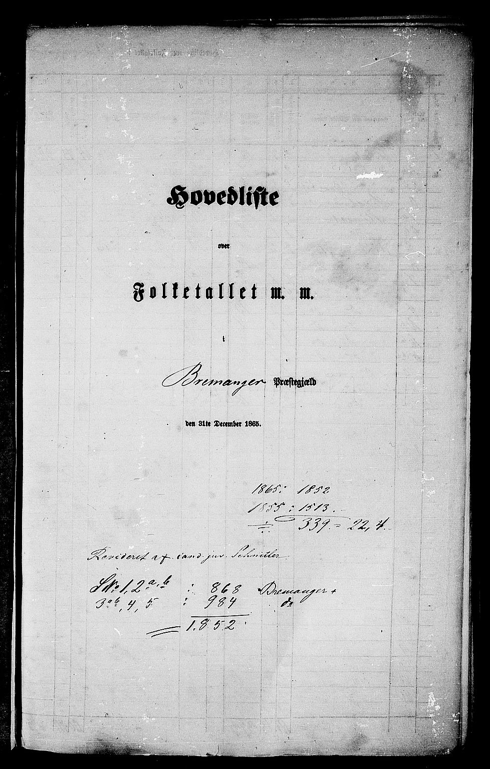 RA, 1865 census for Bremanger, 1865, p. 5