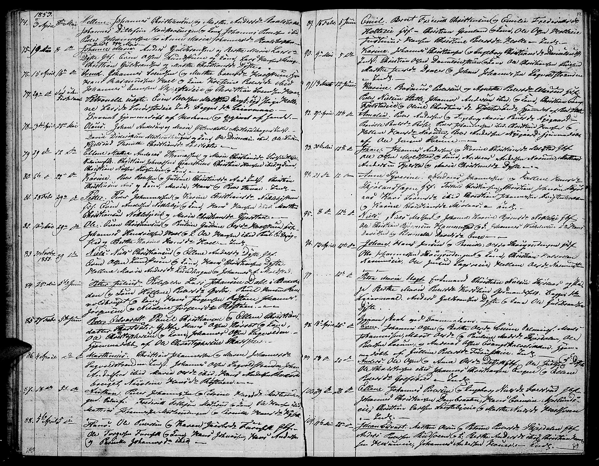 Vestre Toten prestekontor, AV/SAH-PREST-108/H/Ha/Hab/L0004: Parish register (copy) no. 4, 1851-1853, p. 19