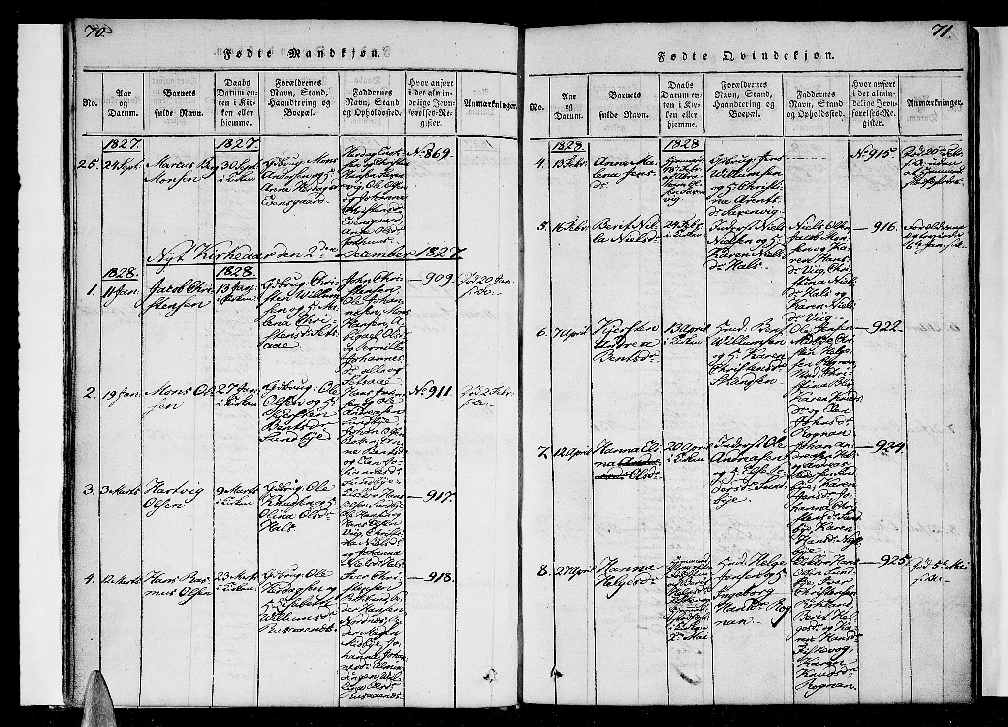 Ministerialprotokoller, klokkerbøker og fødselsregistre - Nordland, AV/SAT-A-1459/847/L0665: Parish register (official) no. 847A05, 1818-1841, p. 70-71