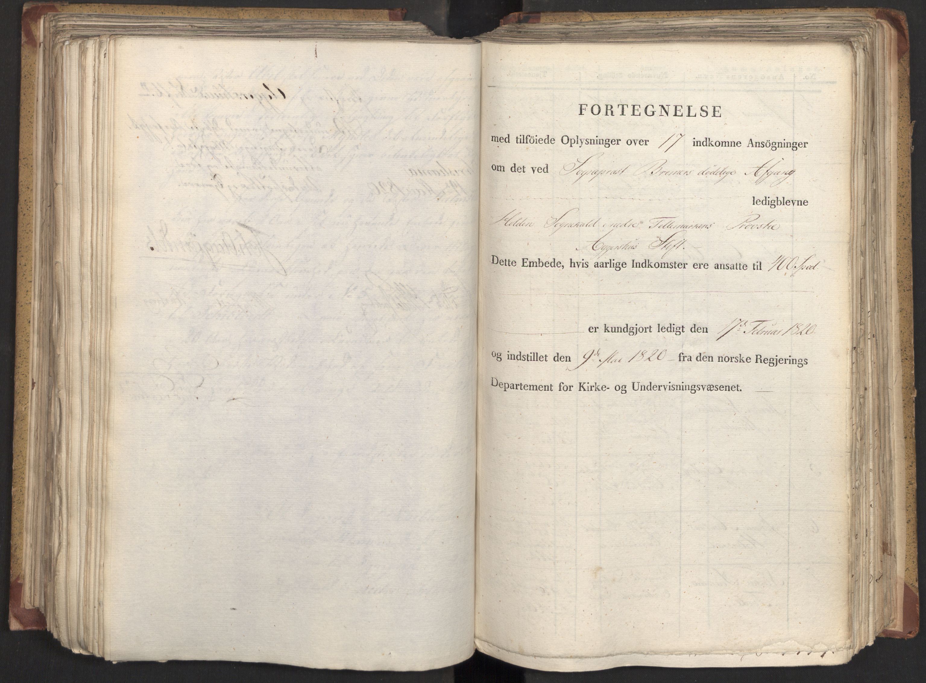 Statsrådsavdelingen i Stockholm, AV/RA-S-1003/D/Da/L0022: Regjeringsinnstillinger nr. 4399-4565, 1820, p. 313