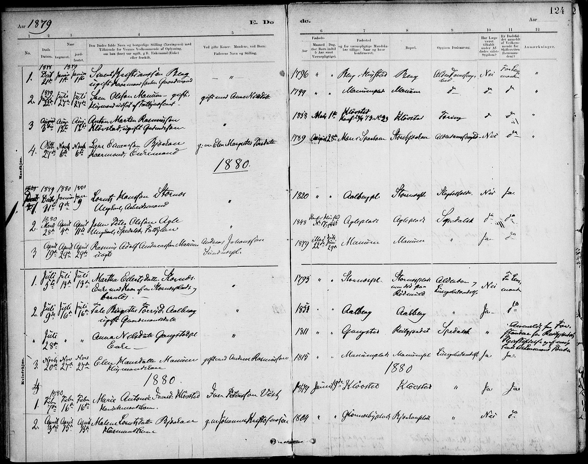 Ministerialprotokoller, klokkerbøker og fødselsregistre - Nord-Trøndelag, SAT/A-1458/732/L0316: Parish register (official) no. 732A01, 1879-1921, p. 124