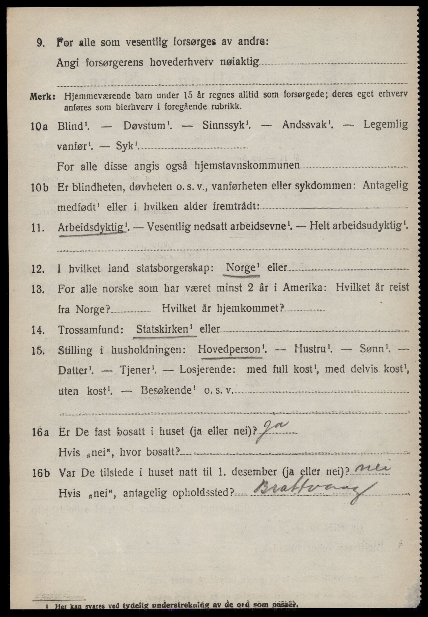 SAT, 1920 census for Vatne, 1920, p. 1771