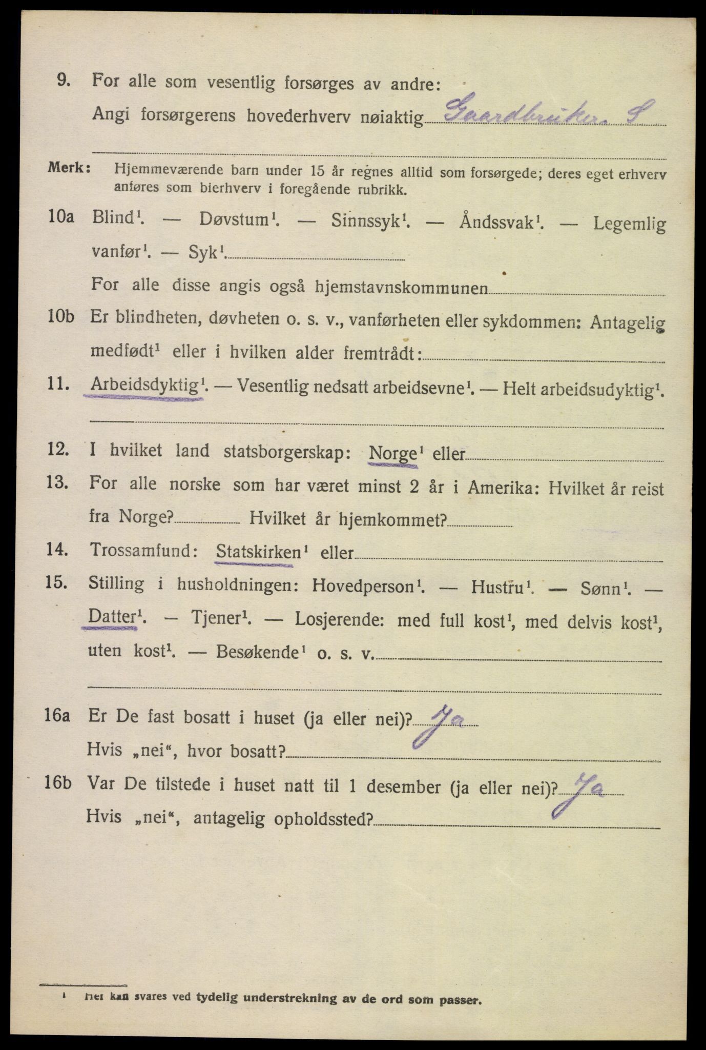 SAK, 1920 census for Oddernes, 1920, p. 4438