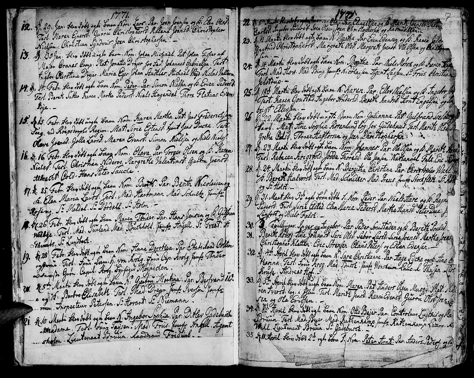Ministerialprotokoller, klokkerbøker og fødselsregistre - Sør-Trøndelag, SAT/A-1456/601/L0039: Parish register (official) no. 601A07, 1770-1819, p. 7