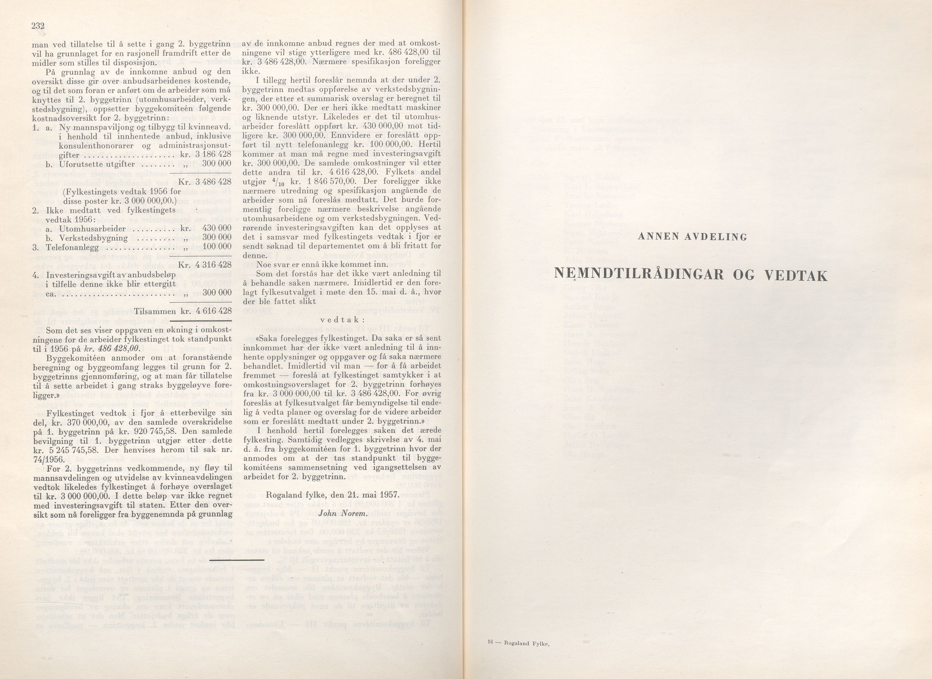 Rogaland fylkeskommune - Fylkesrådmannen , IKAR/A-900/A/Aa/Aaa/L0076: Møtebok , 1957, p. 232