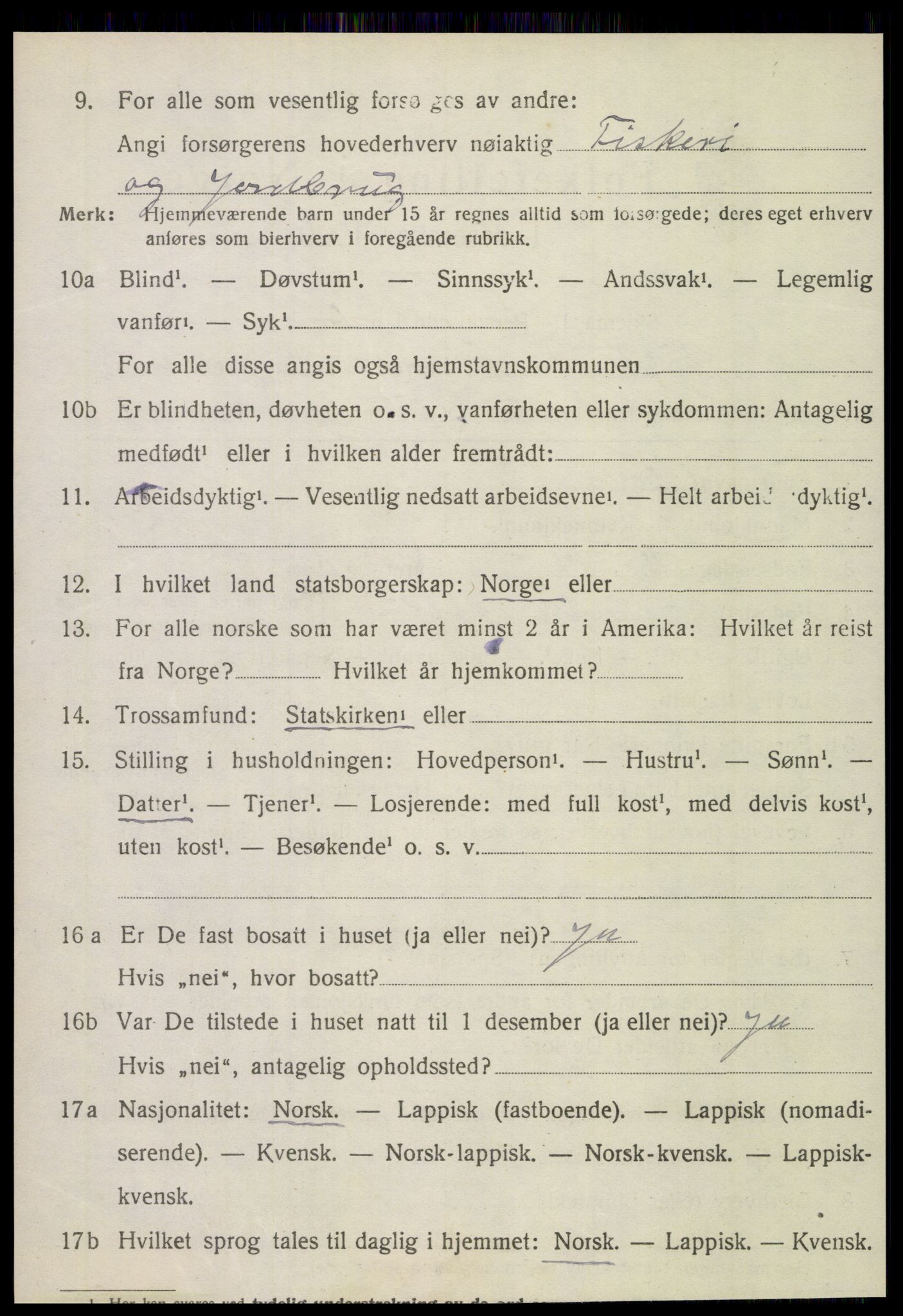 SAT, 1920 census for Tjøtta, 1920, p. 2148