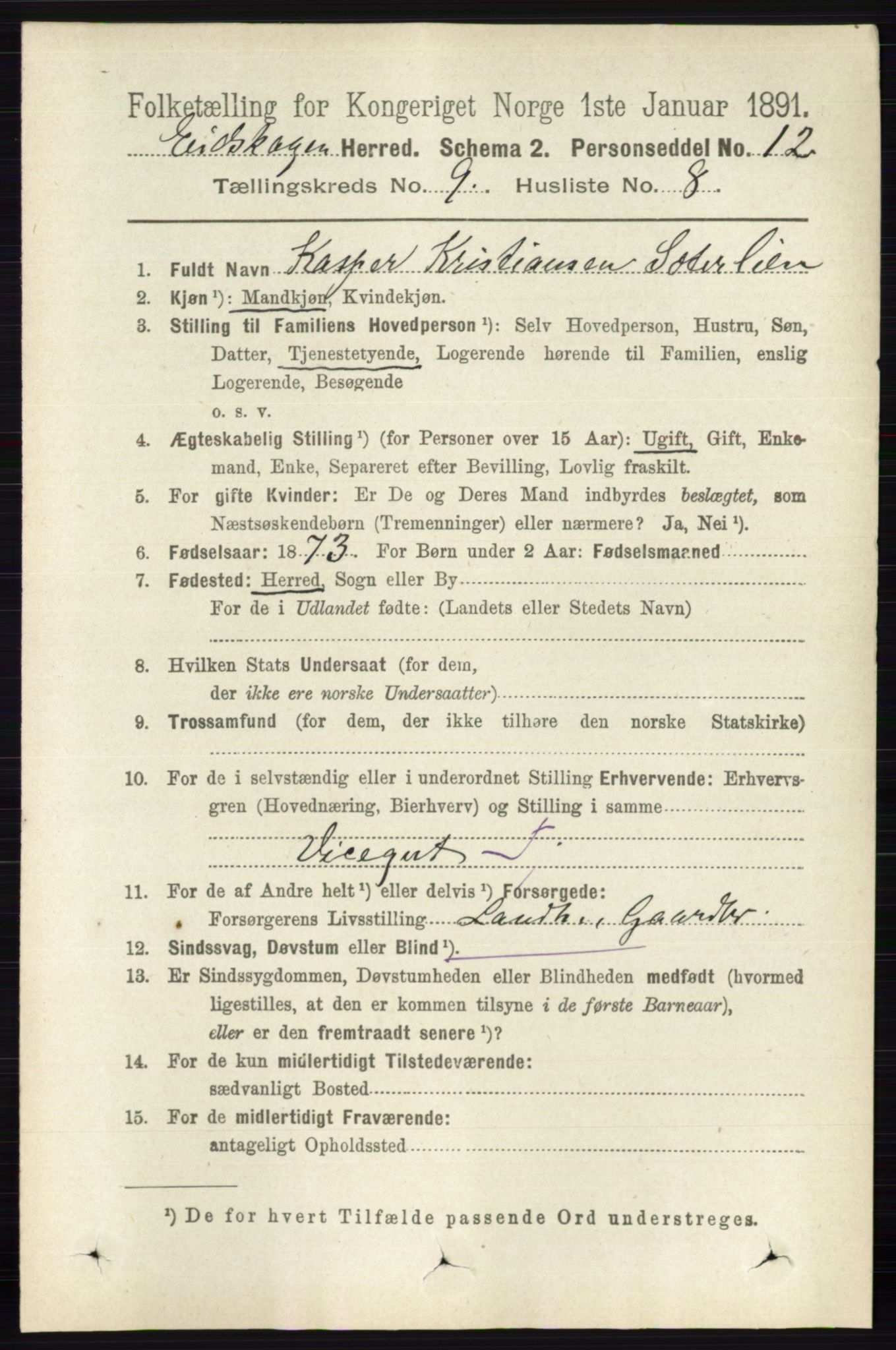 RA, 1891 census for 0420 Eidskog, 1891, p. 5448