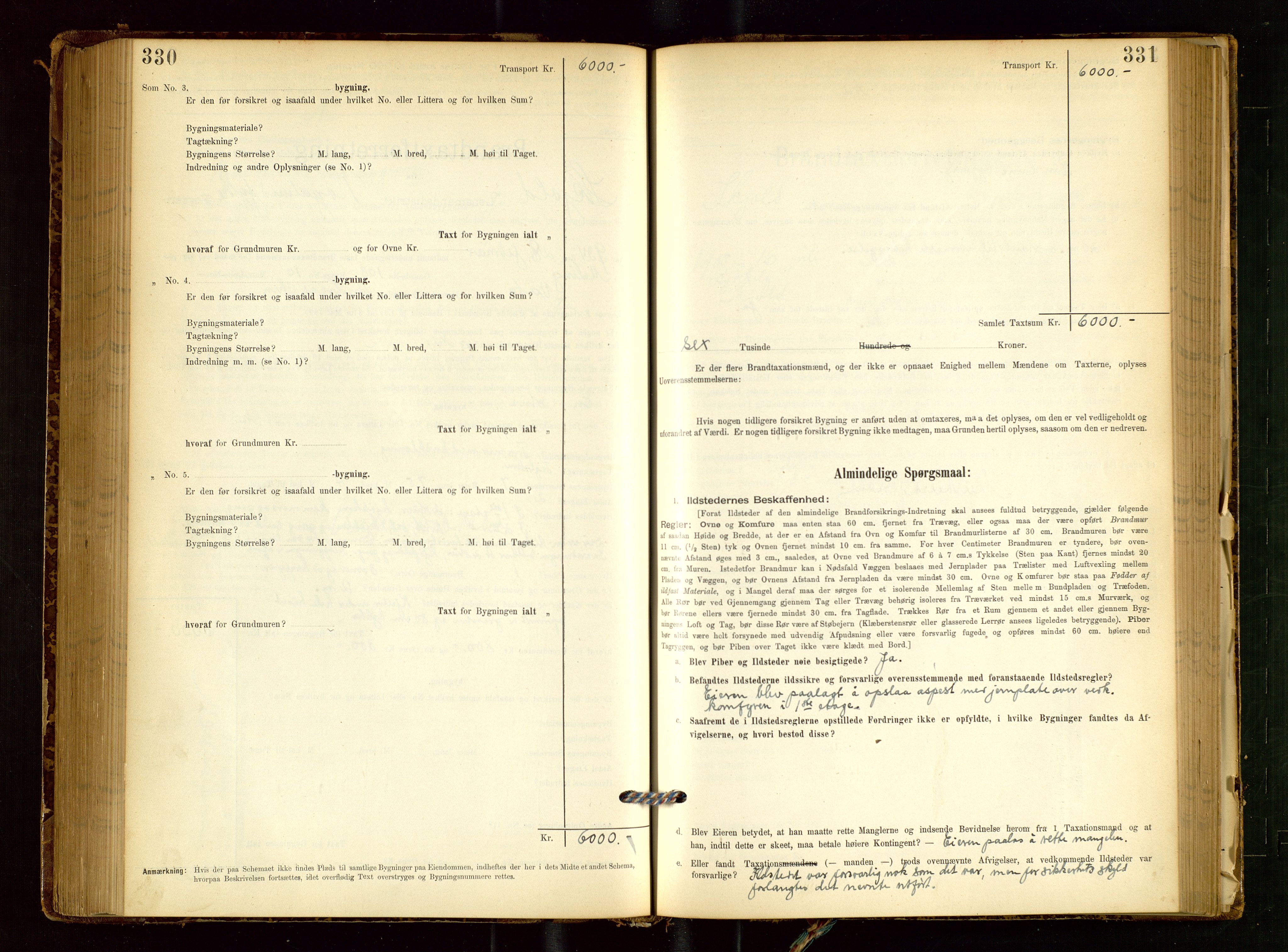 Skjold lensmannskontor, SAST/A-100182/Gob/L0001: "Brandtaxationsprotokol for Skjold Lensmandsdistrikt Ryfylke Fogderi", 1894-1939, p. 330-331