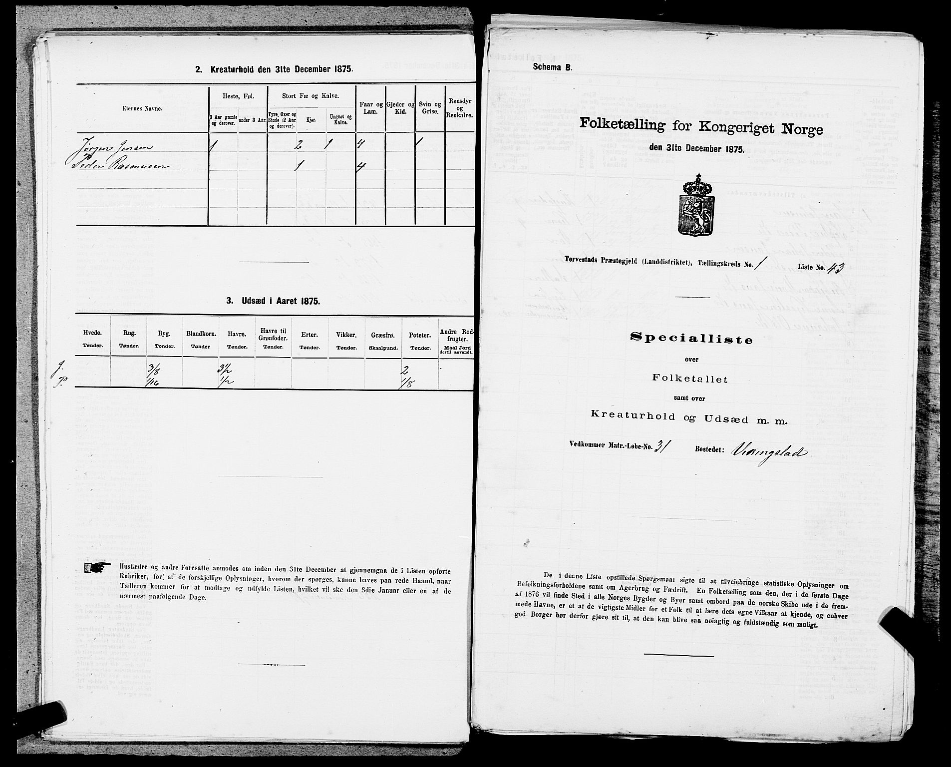 SAST, 1875 census for 1152L Torvastad/Torvastad, Skåre og Utsira, 1875, p. 147