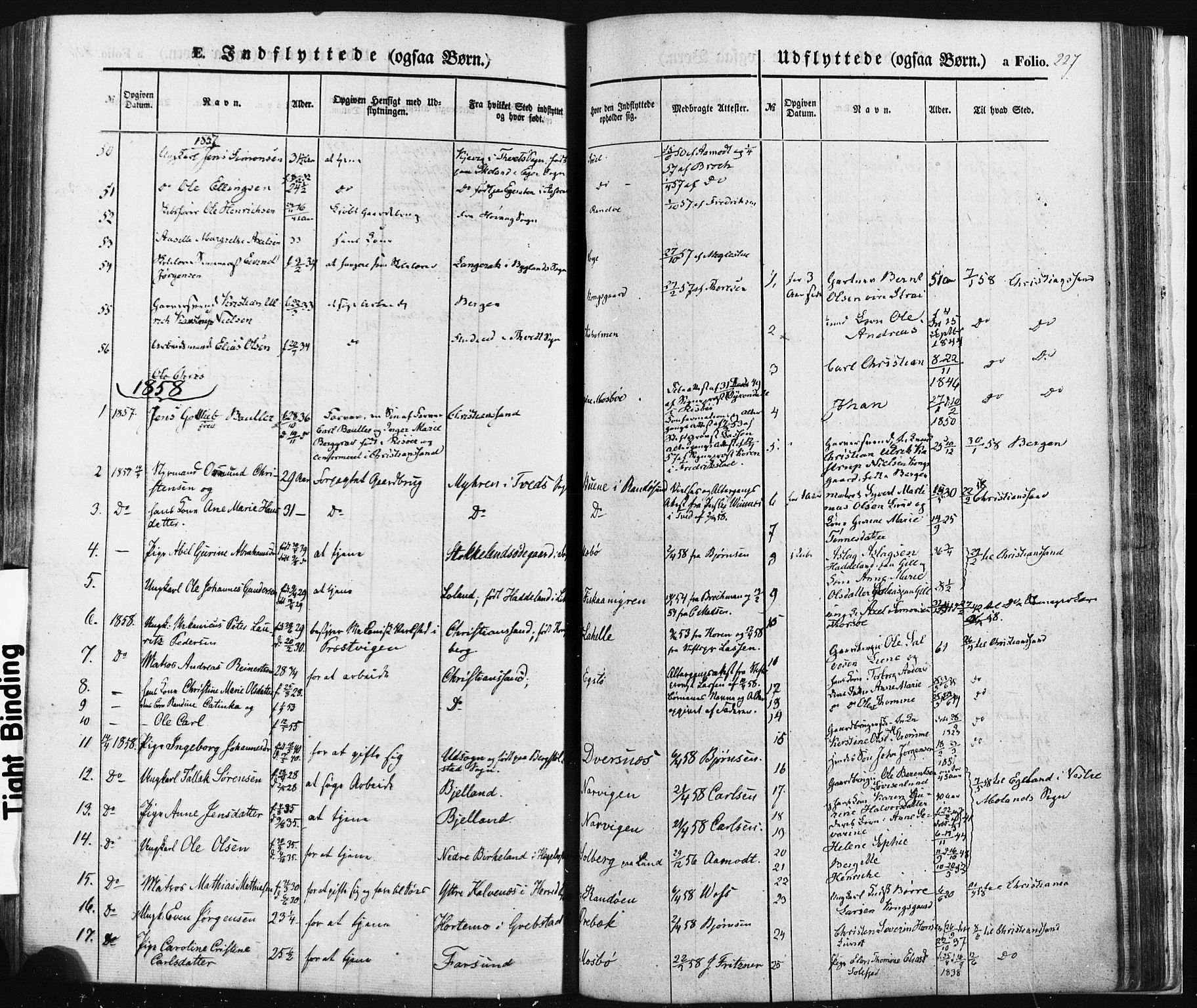 Oddernes sokneprestkontor, SAK/1111-0033/F/Fa/Faa/L0007: Parish register (official) no. A 7, 1851-1863, p. 227
