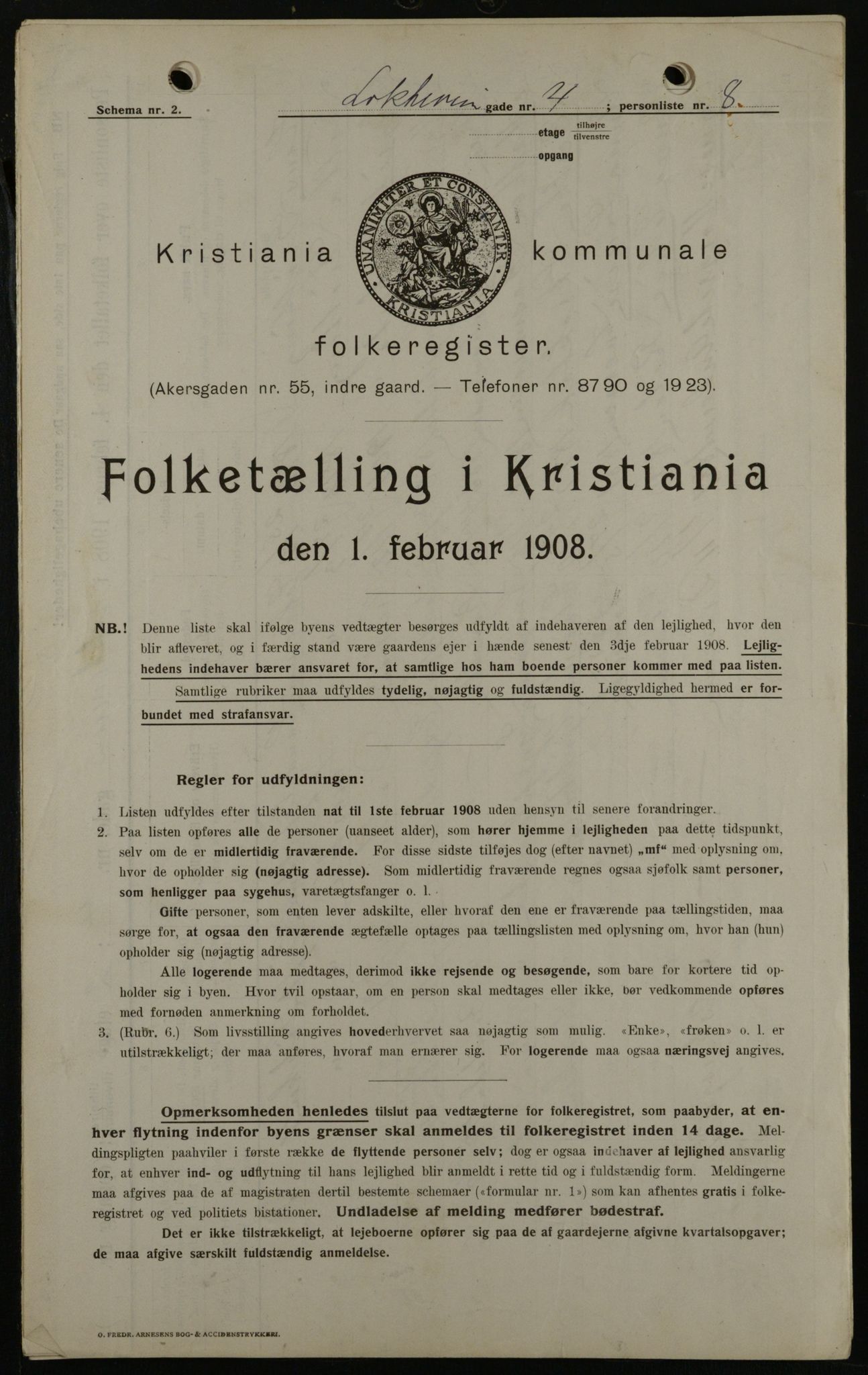 OBA, Municipal Census 1908 for Kristiania, 1908, p. 52523