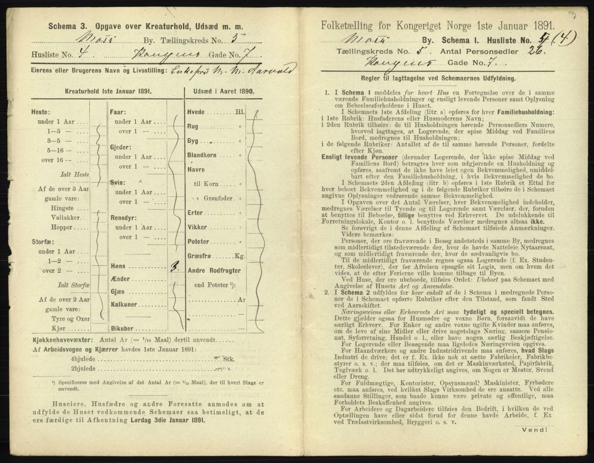 RA, 1891 census for 0104 Moss, 1891, p. 340