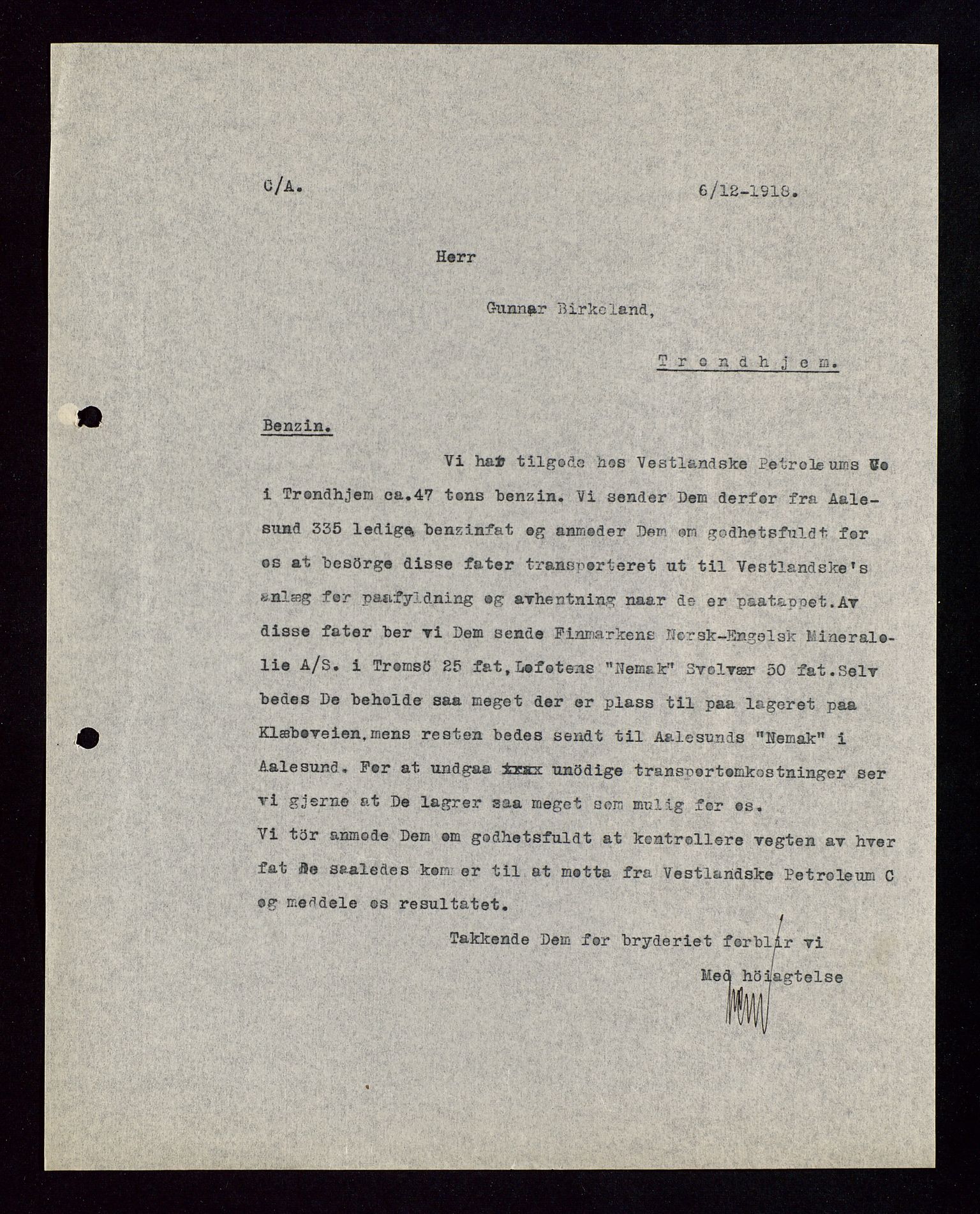 Pa 1521 - A/S Norske Shell, AV/SAST-A-101915/E/Ea/Eaa/L0002: Sjefskorrespondanse, 1917-1918, p. 516