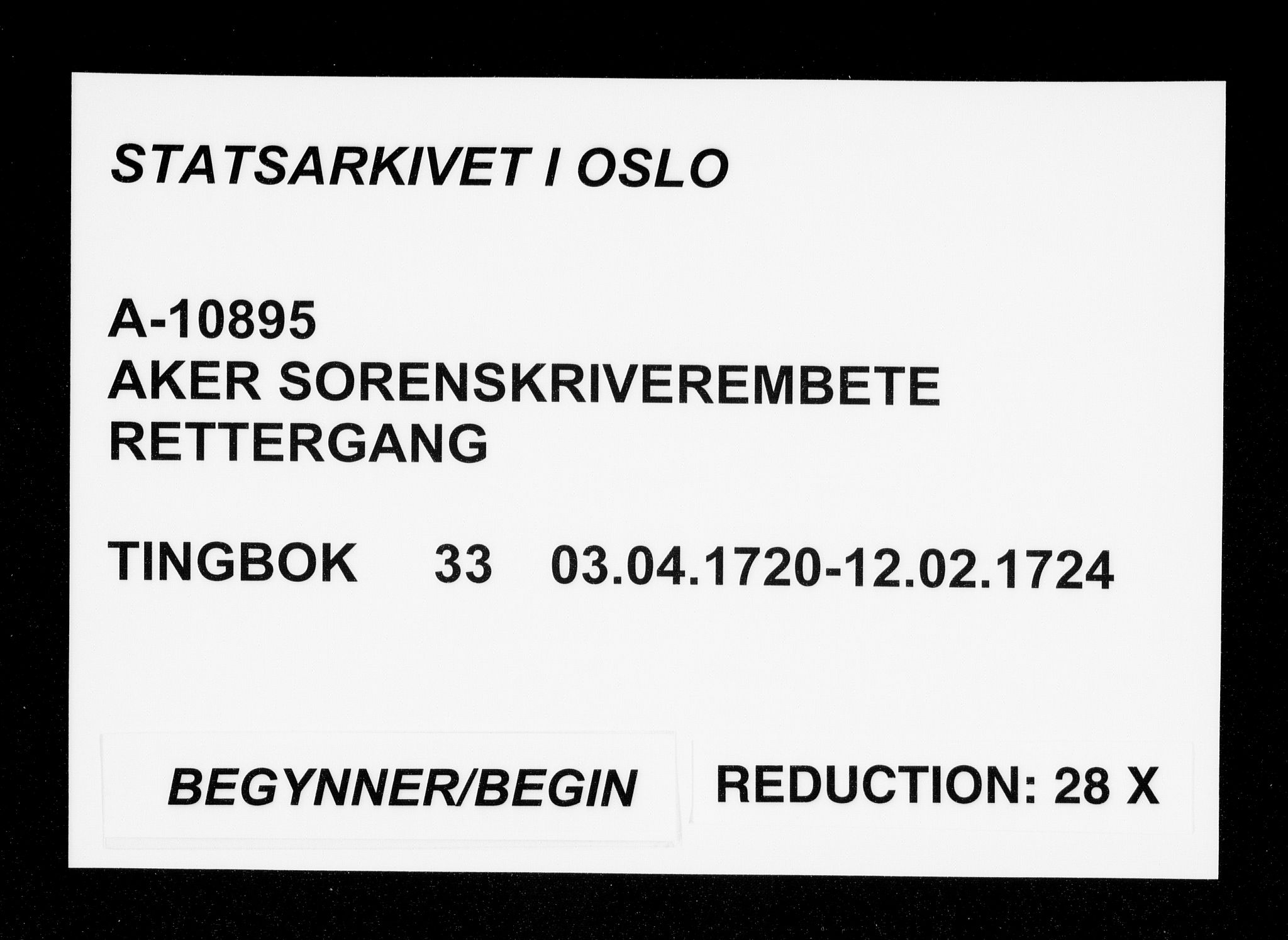 Aker sorenskriveri, AV/SAO-A-10895/F/Fb/L0033: Tingbok, 1720-1724