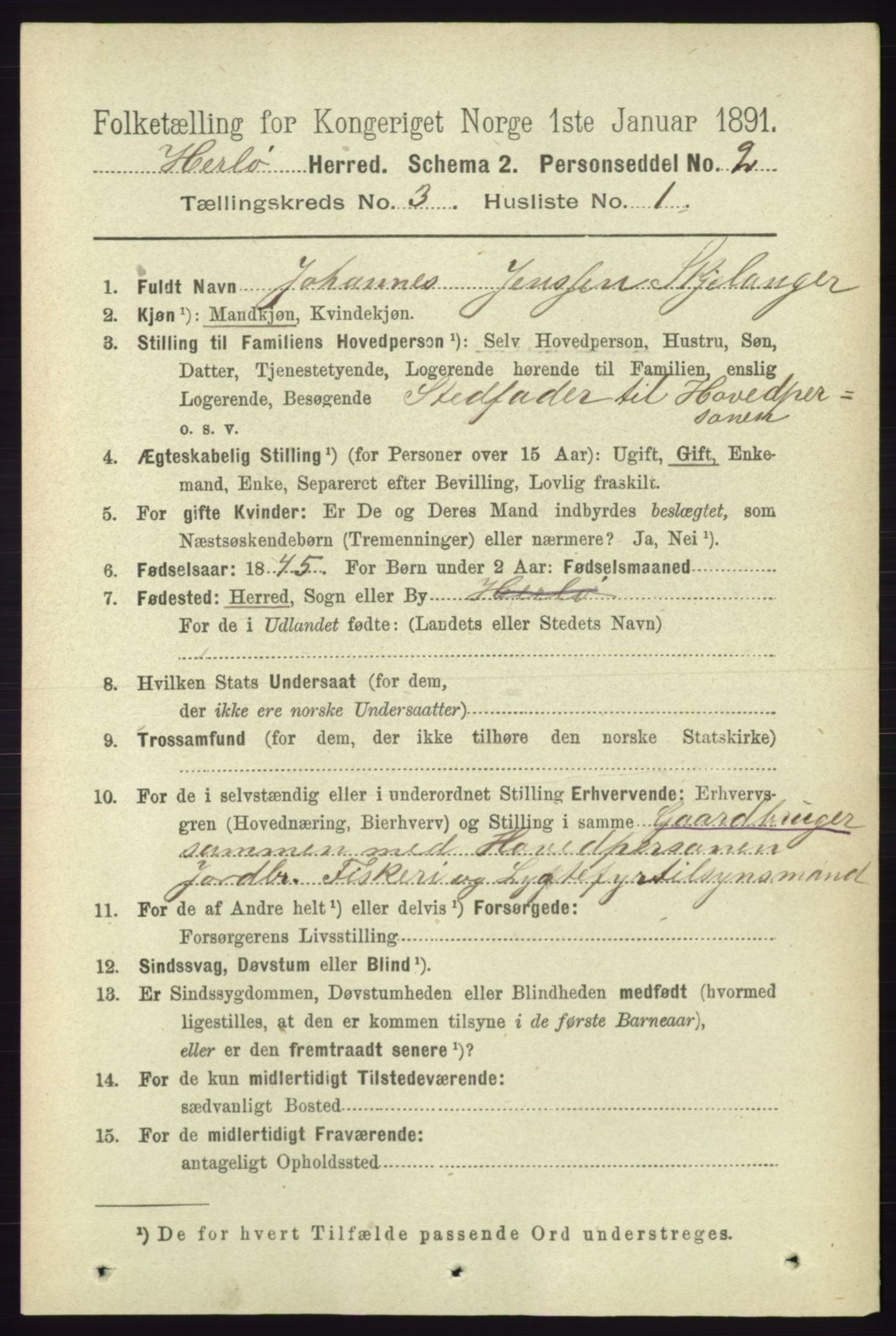 RA, 1891 census for 1258 Herdla, 1891, p. 1083