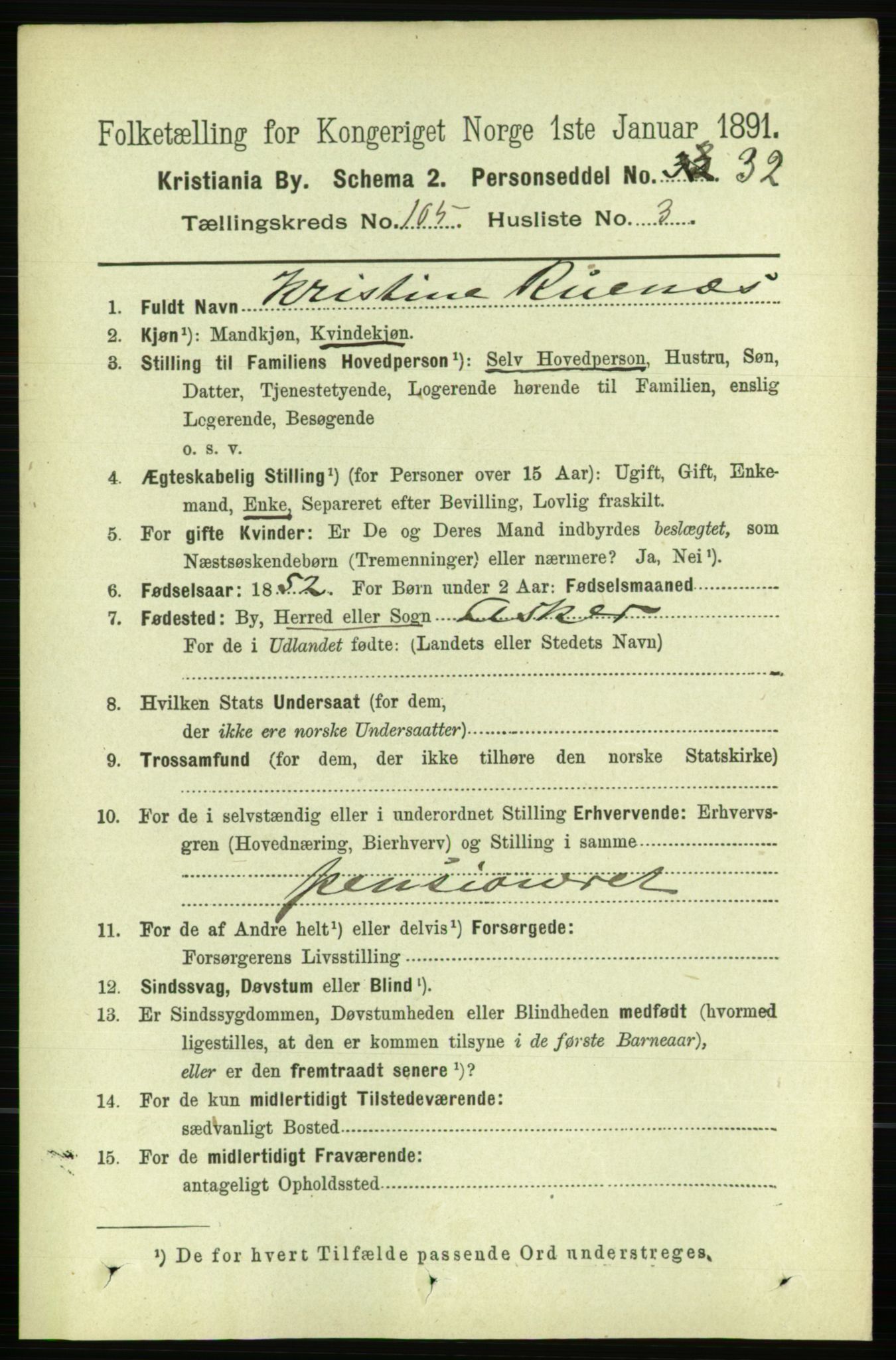 RA, 1891 census for 0301 Kristiania, 1891, p. 53044