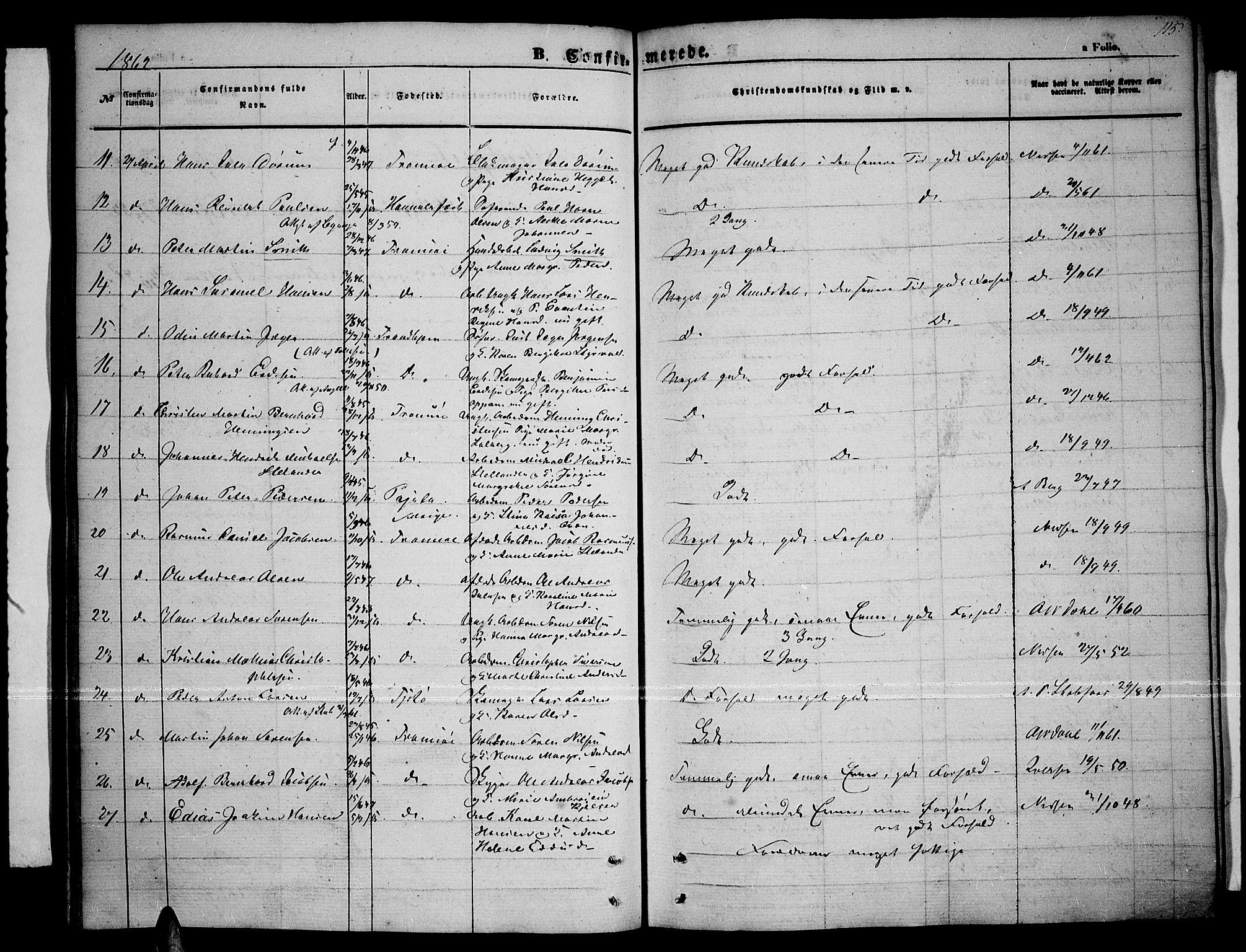 Tromsø sokneprestkontor/stiftsprosti/domprosti, AV/SATØ-S-1343/G/Gb/L0006klokker: Parish register (copy) no. 6, 1857-1866, p. 115