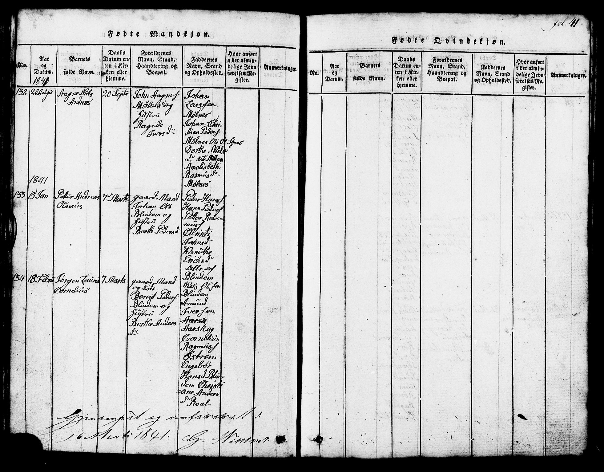 Ministerialprotokoller, klokkerbøker og fødselsregistre - Møre og Romsdal, SAT/A-1454/537/L0520: Parish register (copy) no. 537C01, 1819-1868, p. 41