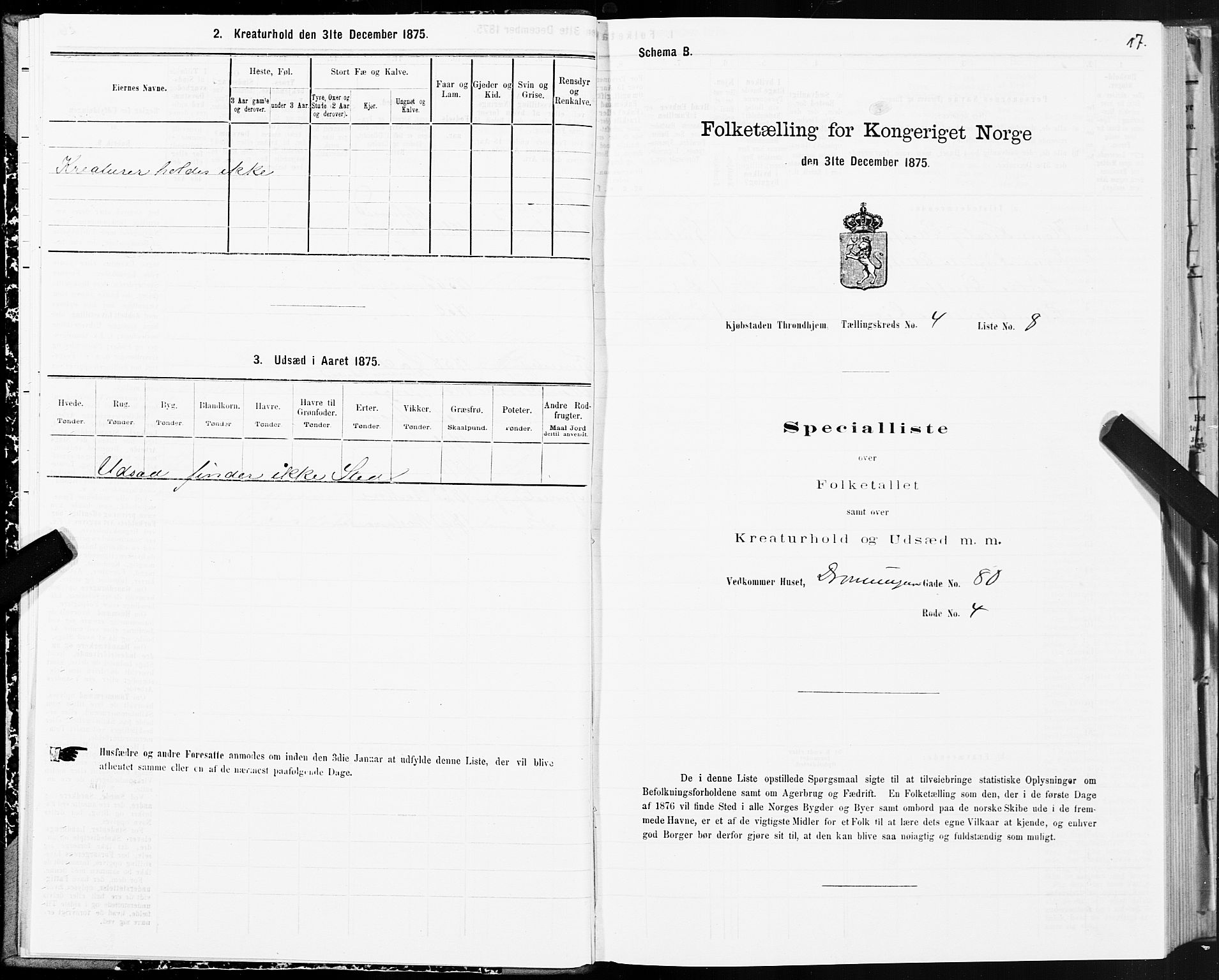 SAT, 1875 census for 1601 Trondheim, 1875, p. 3017