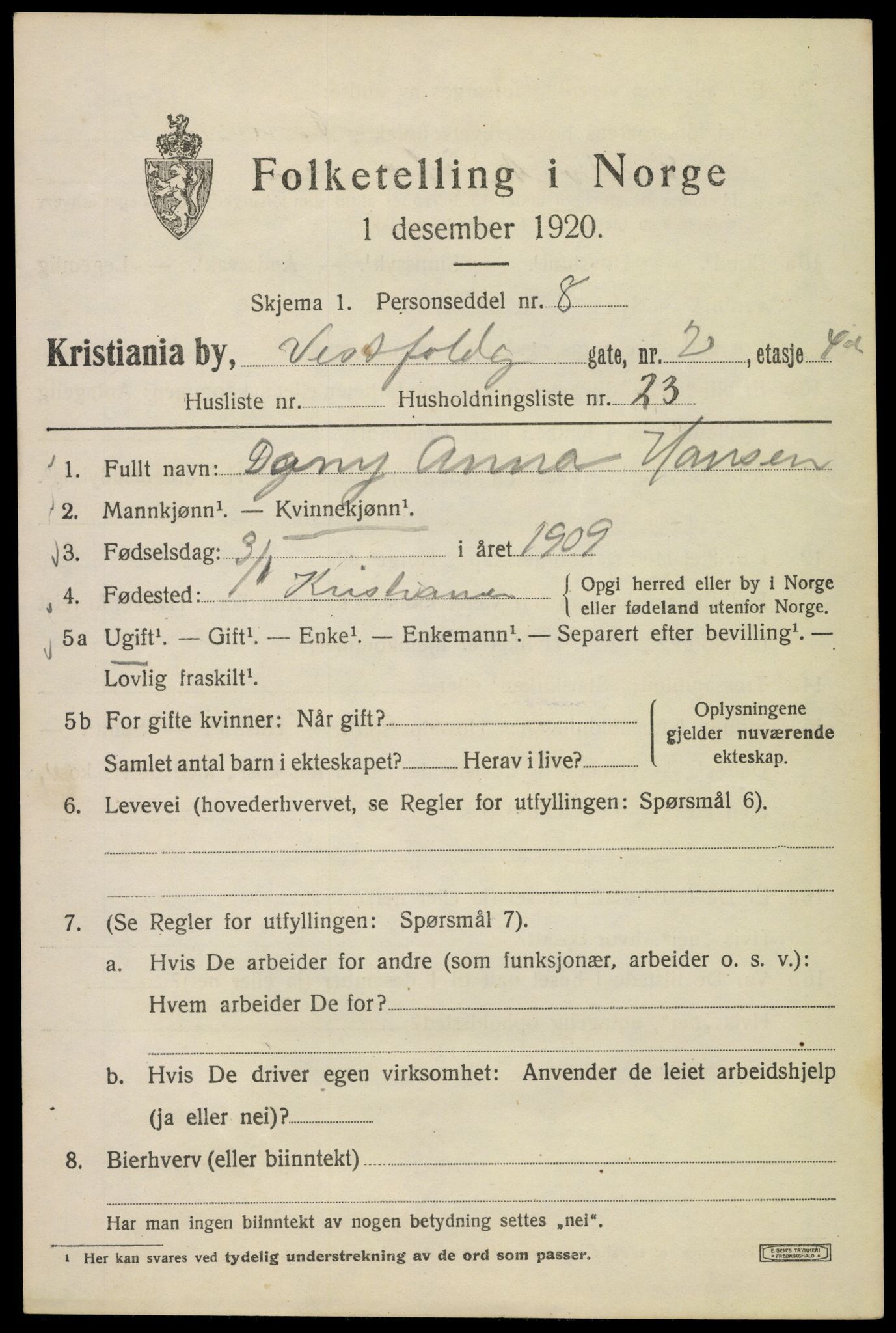 SAO, 1920 census for Kristiania, 1920, p. 631675